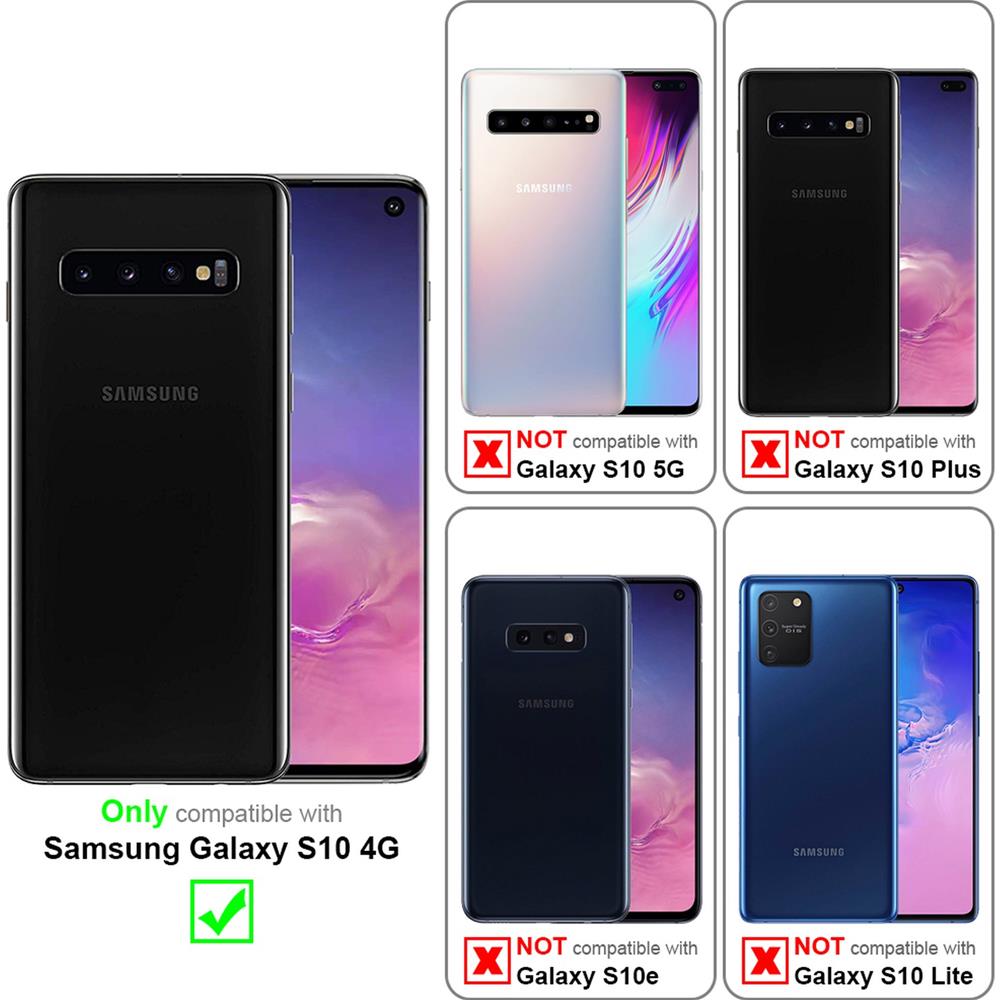 Custodia Compatibile Con Samsung Galaxy S10 In Nero Carbone - Coperchio Protettiva Con Chiusura Magnetica, Funzione Stand E Tasca Per Le Carte - Foto 2