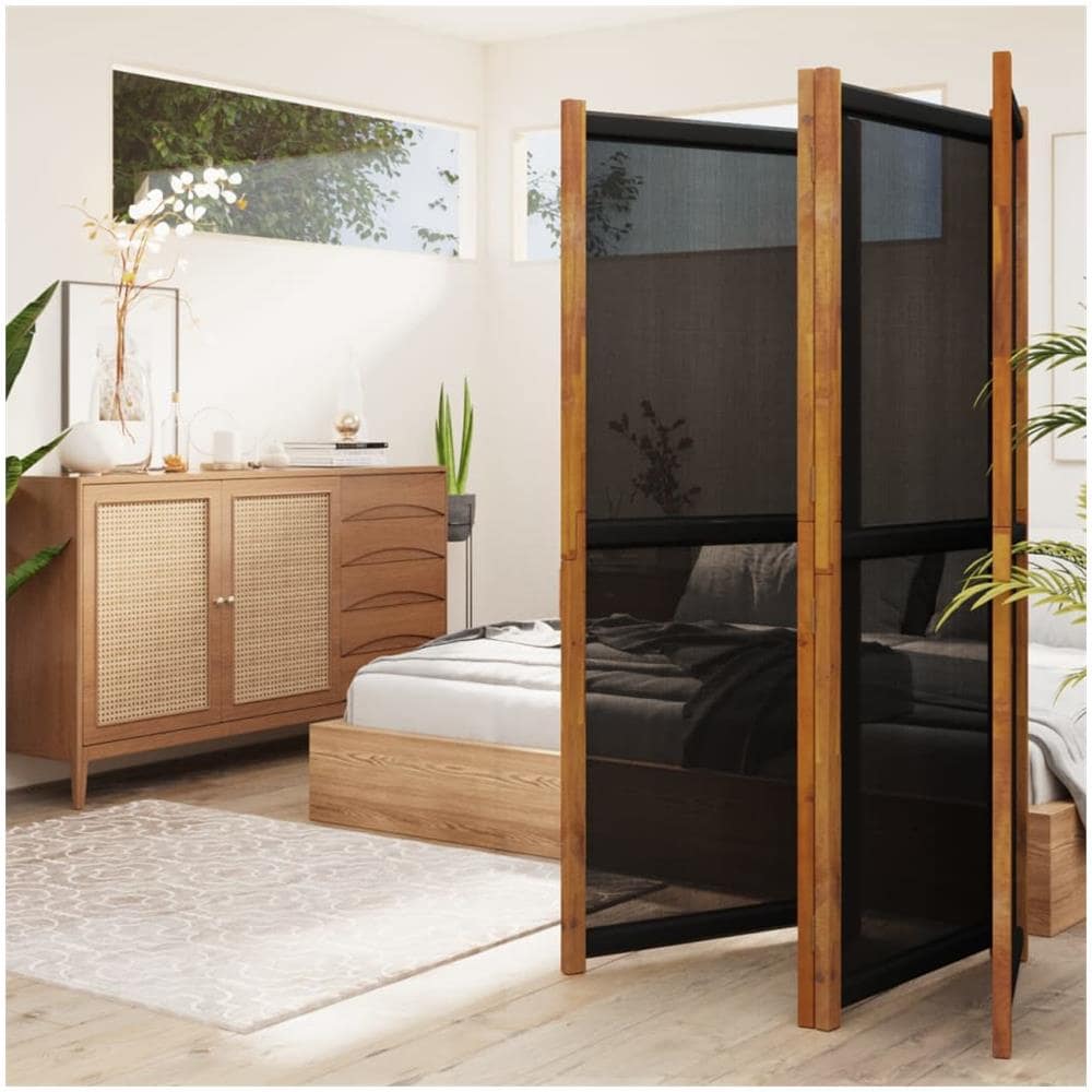 Paravento A 4 Pannelli Nero 280x180 Cm - Foto 2