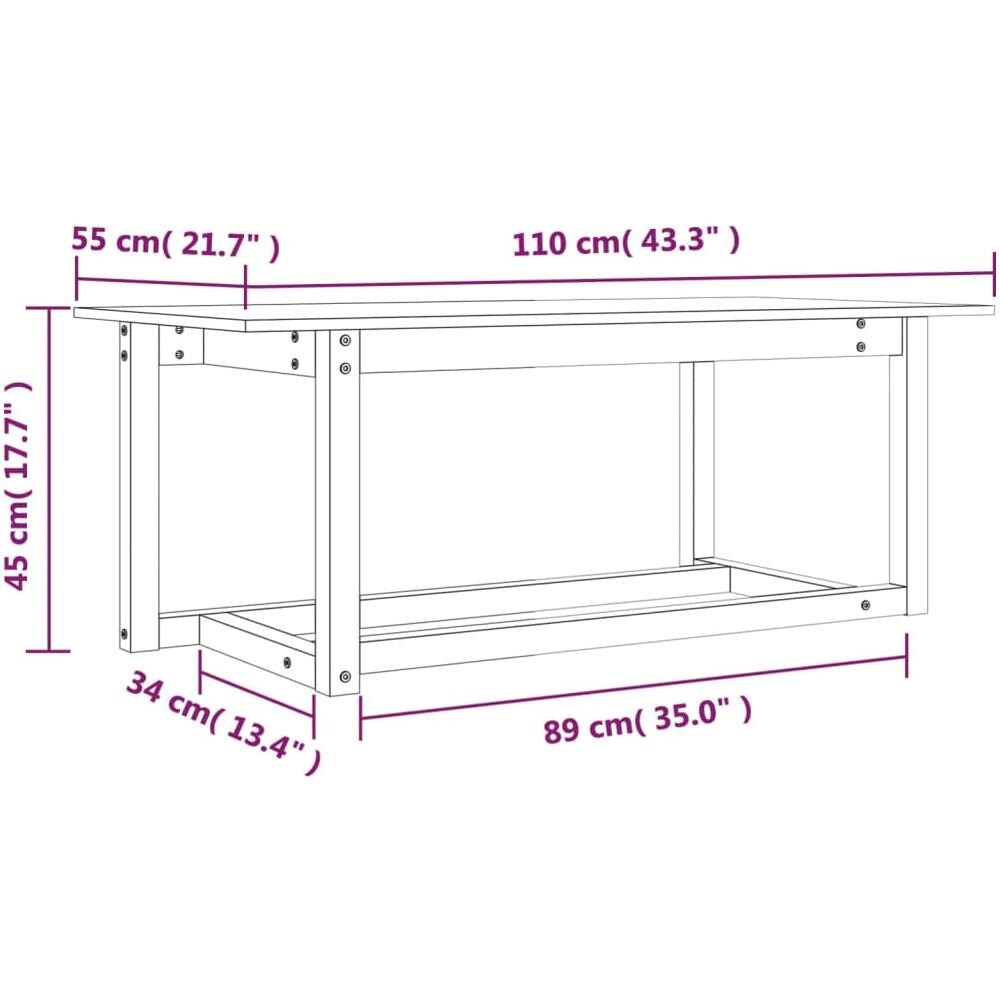 Tavolino da Salotto 110x55x45 cm Legno Massello di Pino - Foto 2