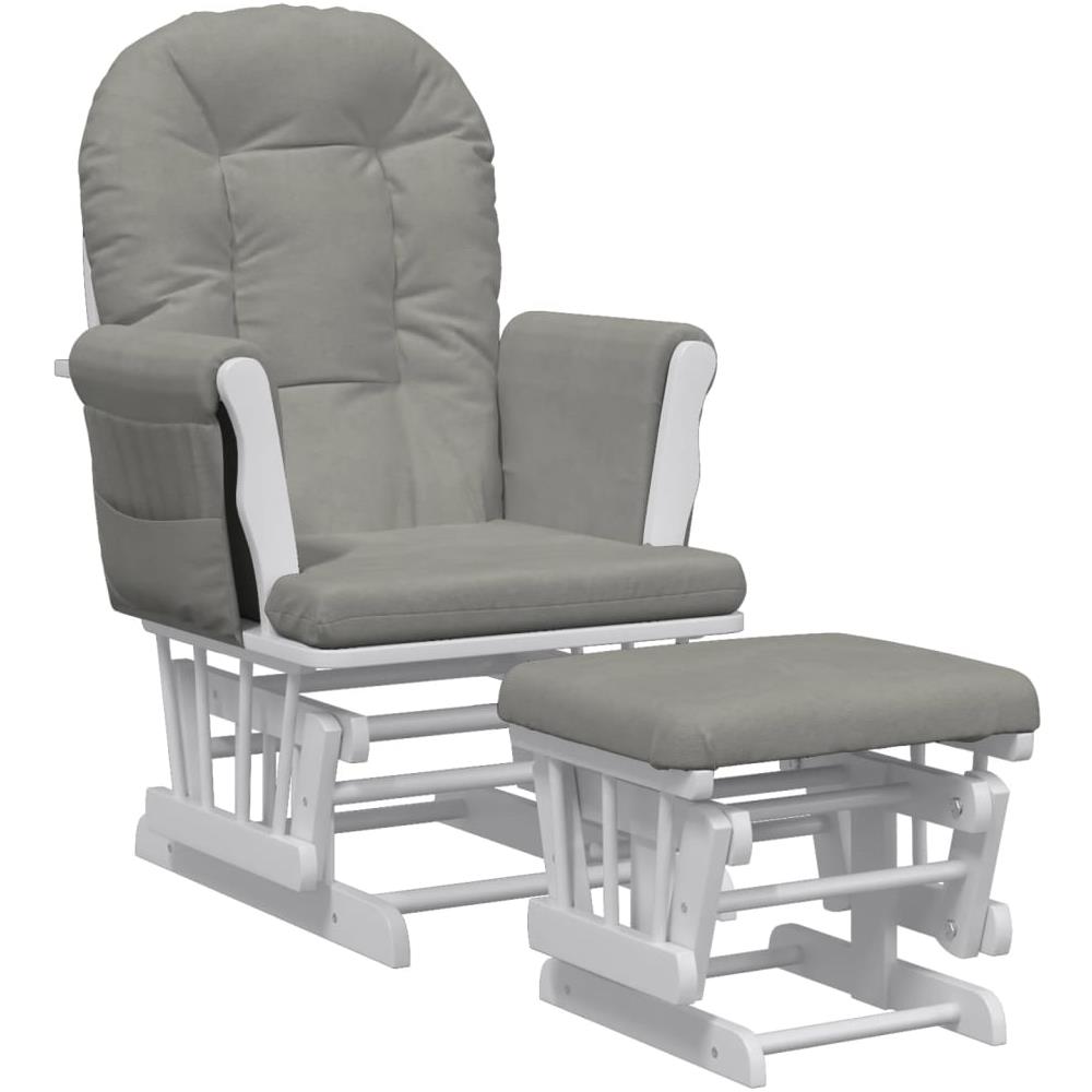 Poltrona Glider Con Sgabello Grigio Chiaro In Tessuto - Foto 2