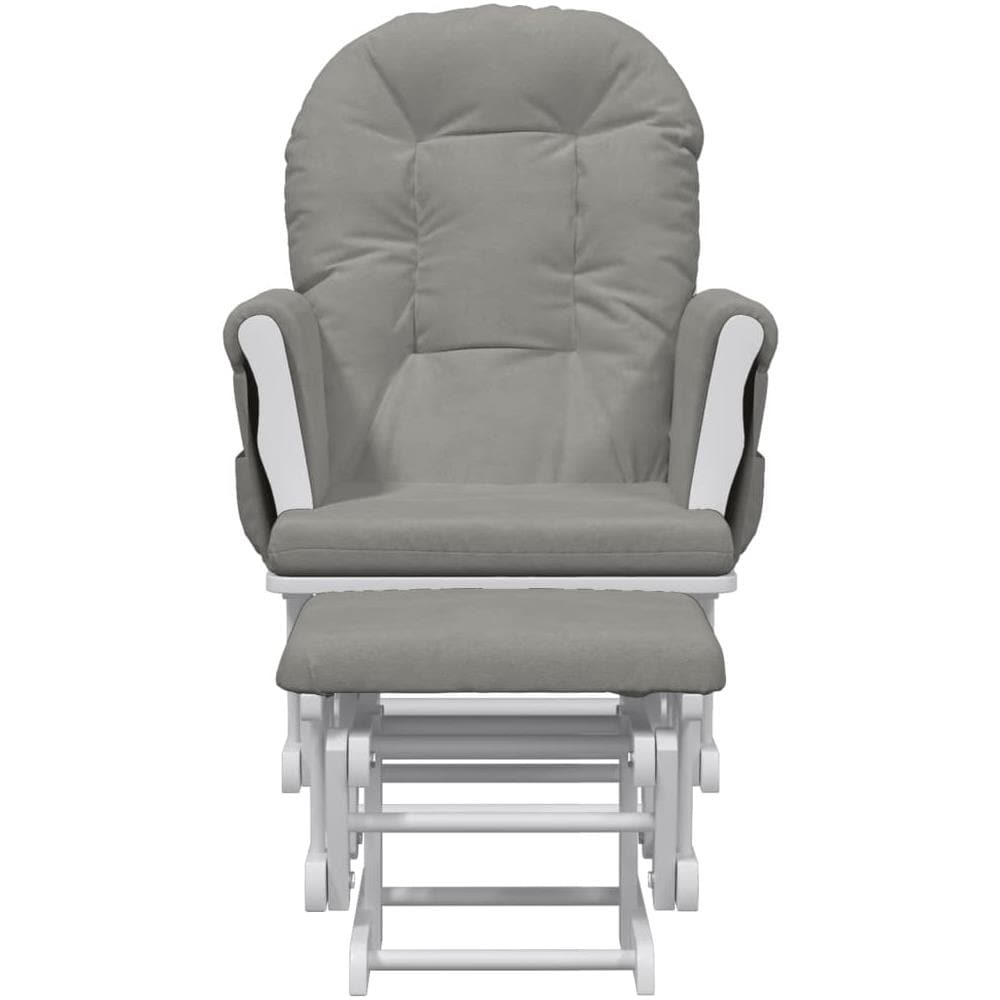 Poltrona Glider Con Sgabello Grigio Chiaro In Tessuto - Foto 5