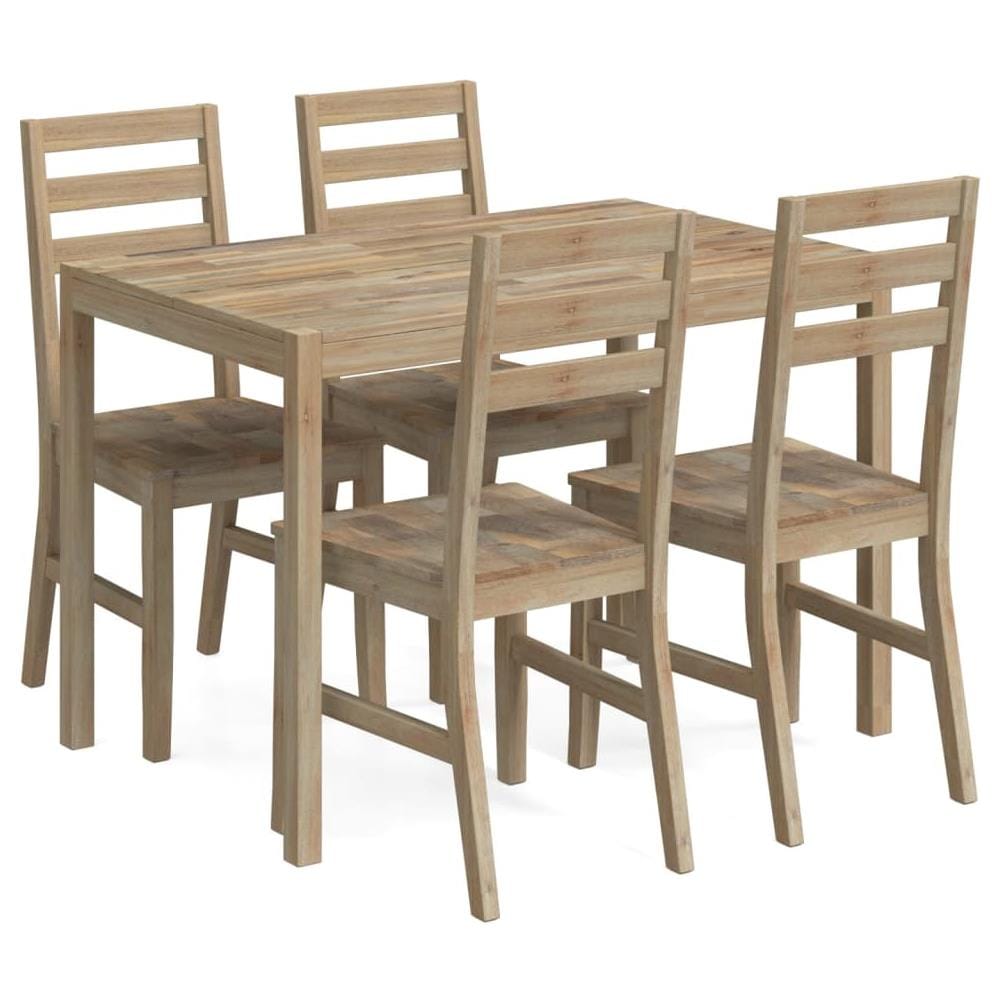 Set Da Pranzo 5 Pz In Legno Massello Di Acacia - Foto 2
