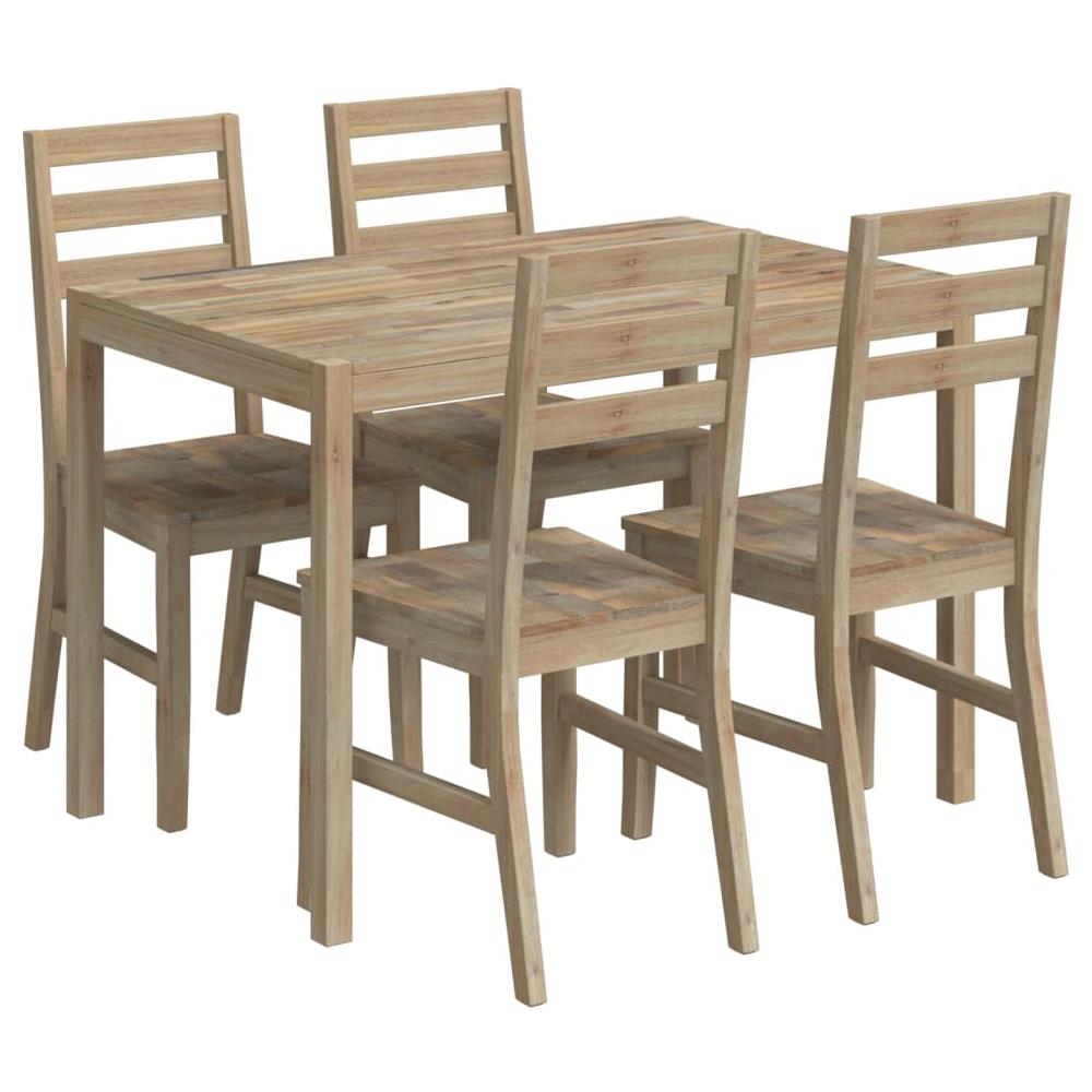 Set Da Pranzo 5 Pz In Legno Massello Di Acacia - Foto 3