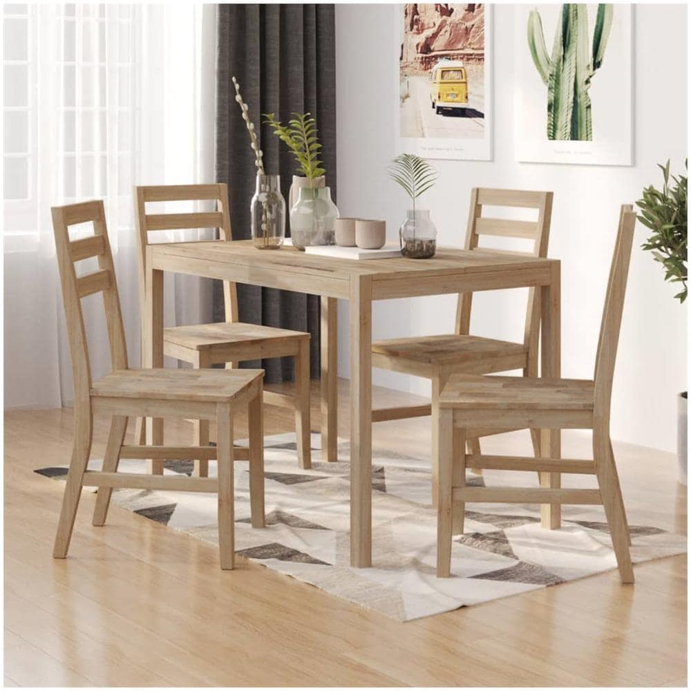 Set Da Pranzo 5 Pz In Legno Massello Di Acacia - Foto 1