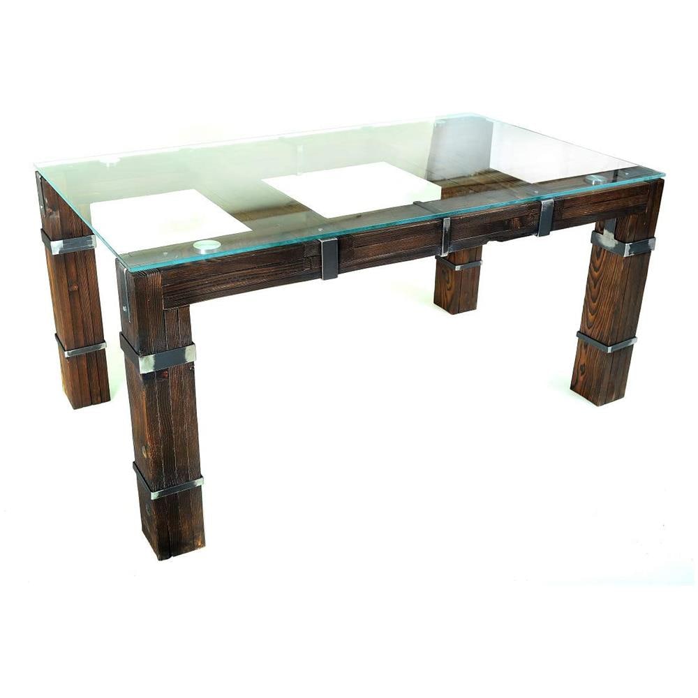 Tavolo Da Pranzo Ld (120 X 80 Cm) Drohobycz Loft Vintage In Legno E Vetro E Metallo - Foto 1