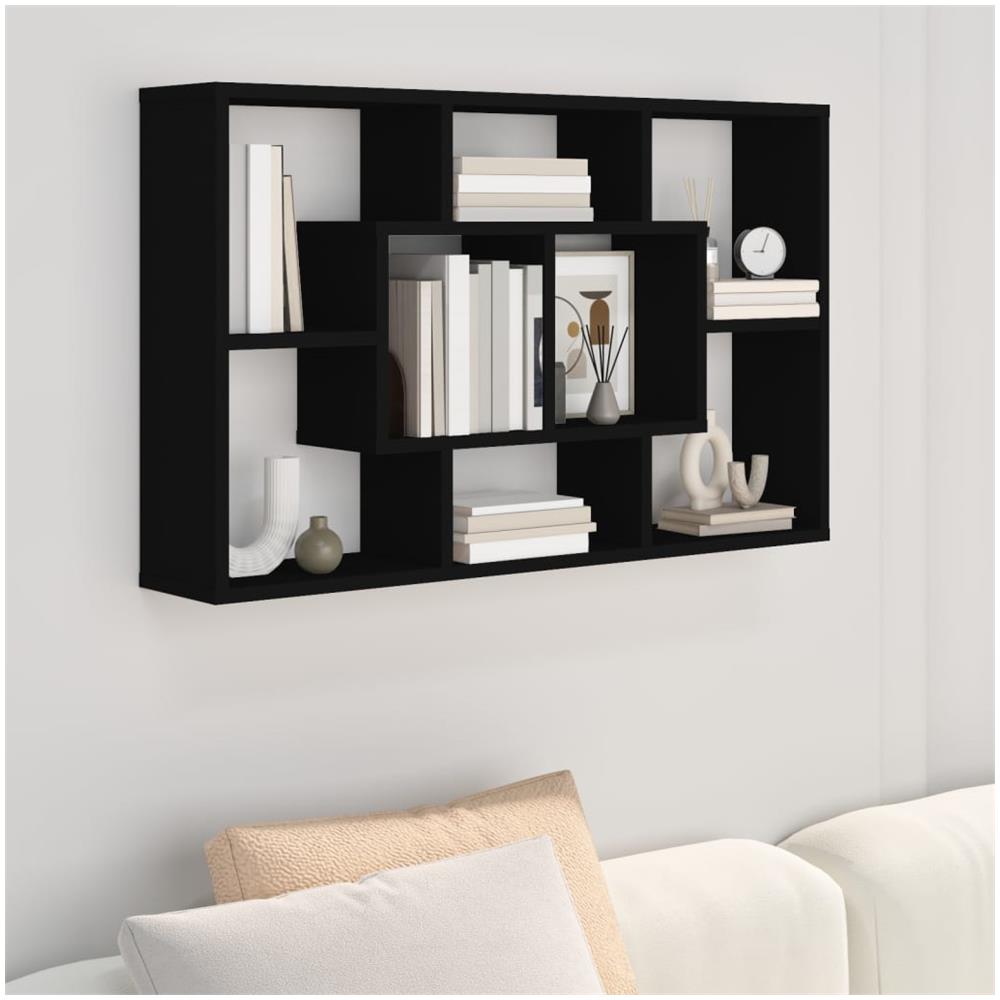 Scaffale A Parete Nero 85x16x52,5 Cm In Legno Multistrato - Foto 1