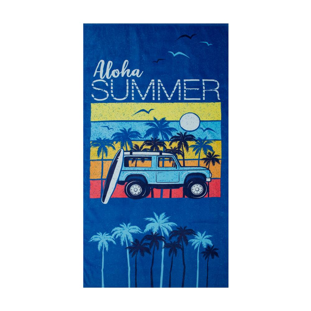 Telo Mare Stampato In Spugna Spiaggia Piscina Disegno California Aloha Summer D.2   - Foto 1