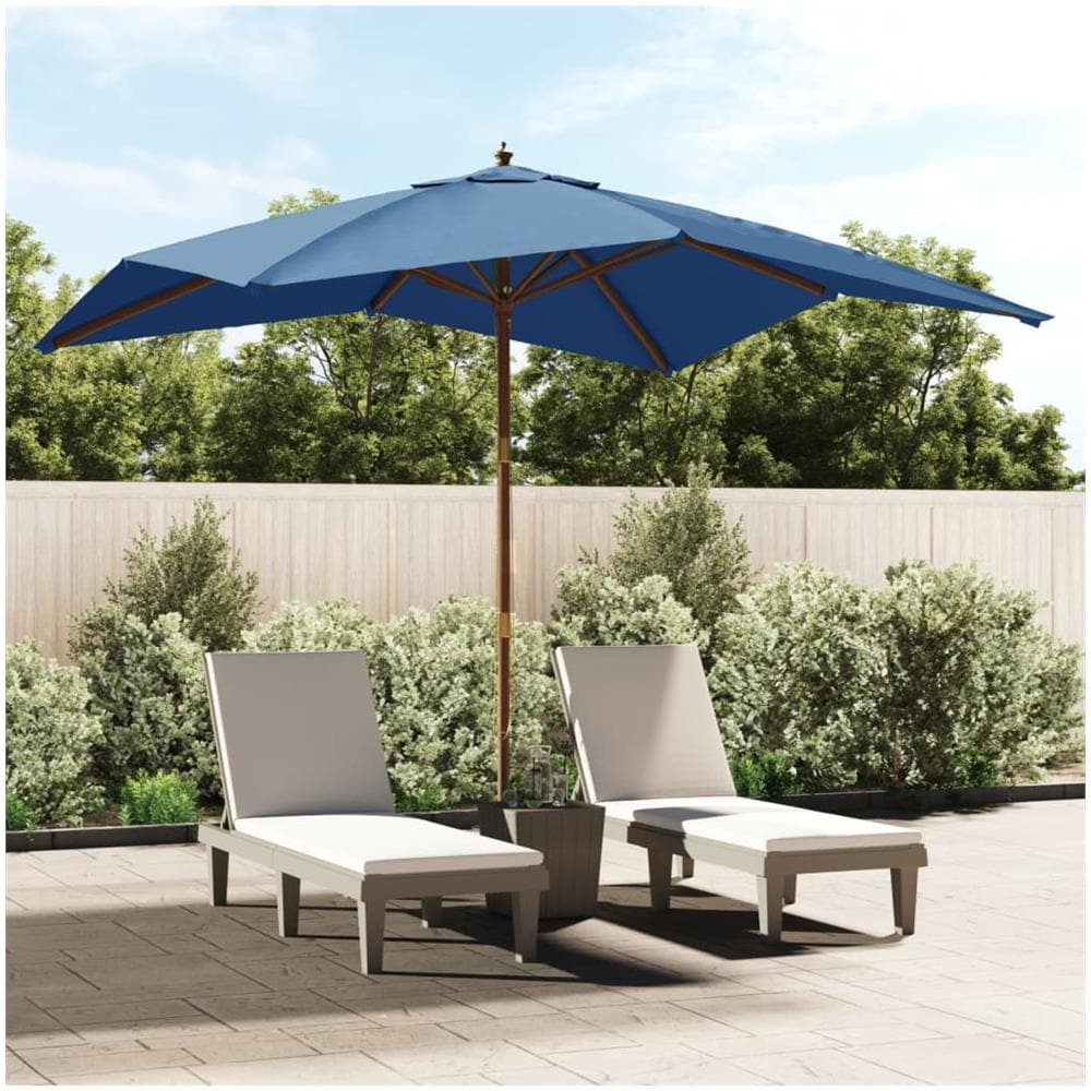 Ombrellone Da Giardino Con Palo In Legno Azzurro 300x300x273 Cm - Foto 1
