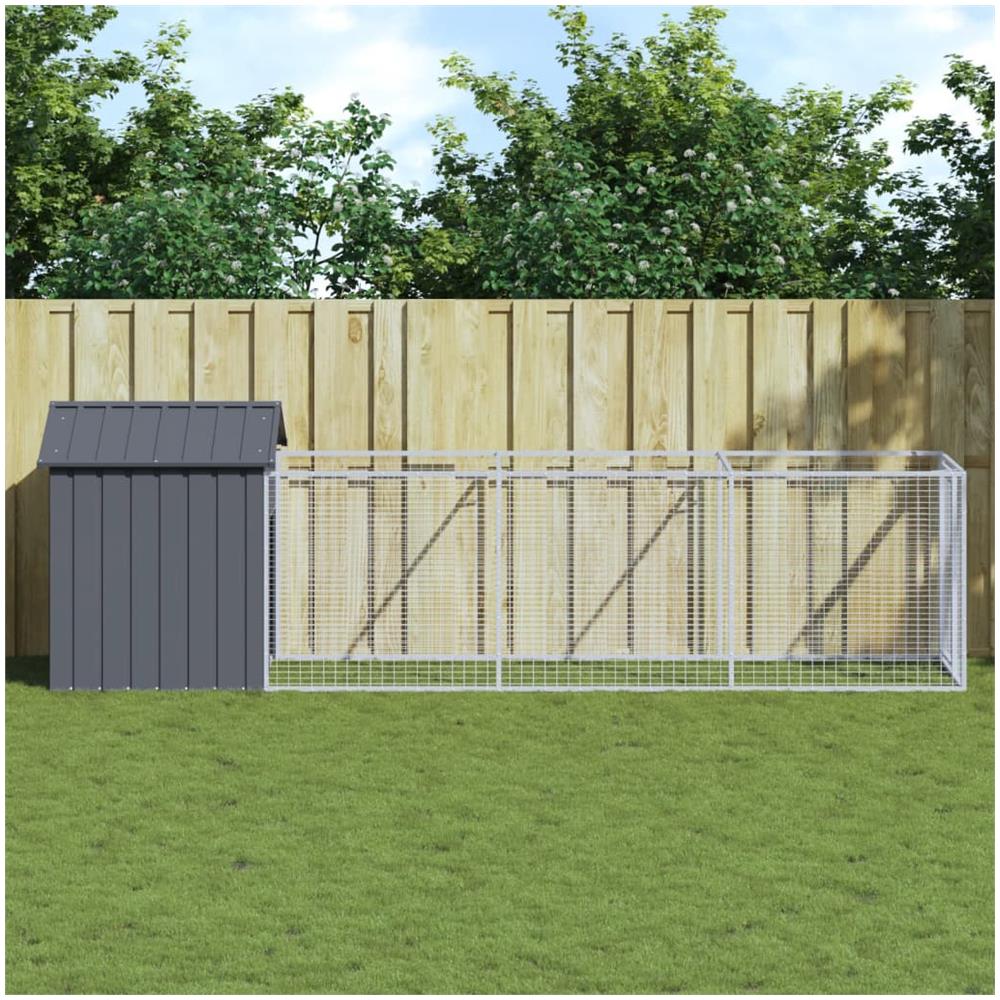 Casetta Cani con Tetto Antracite 117x405x123 cm Acciaio Zincato - Foto 1