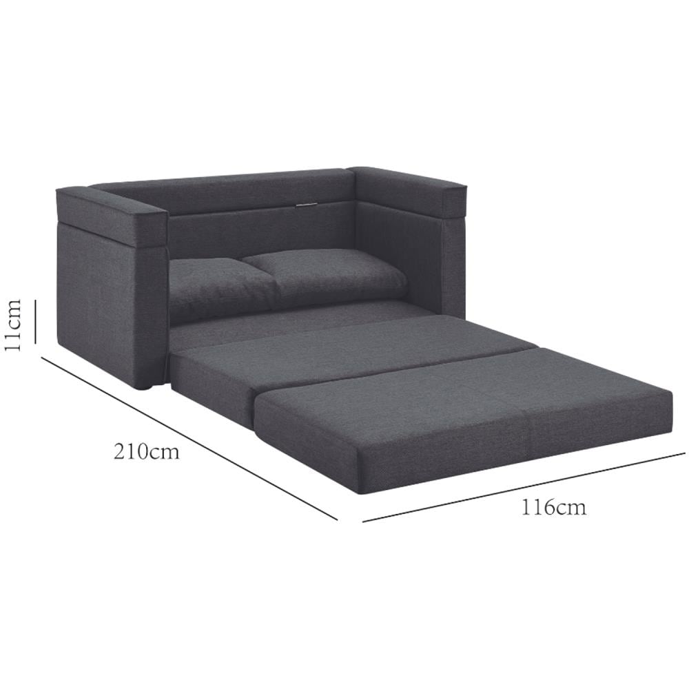 Edimbourg Divano Letto A 2 Posti In Tessuto Grigio Scuro - Foto 2