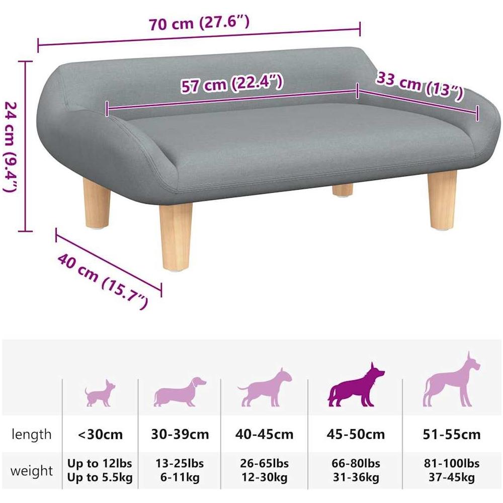 Lettino per Cani Grigio Chiaro 70x40x24 cm in Tessuto - Foto 7