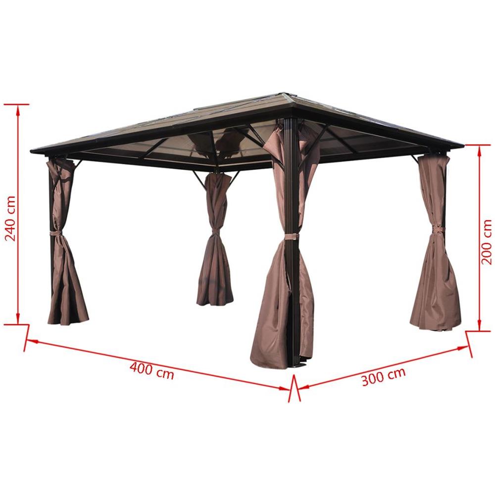 Gazebo Con Tenda Marrone In Alluminio 400 X 300 Cm Impermeabile - Foto 15