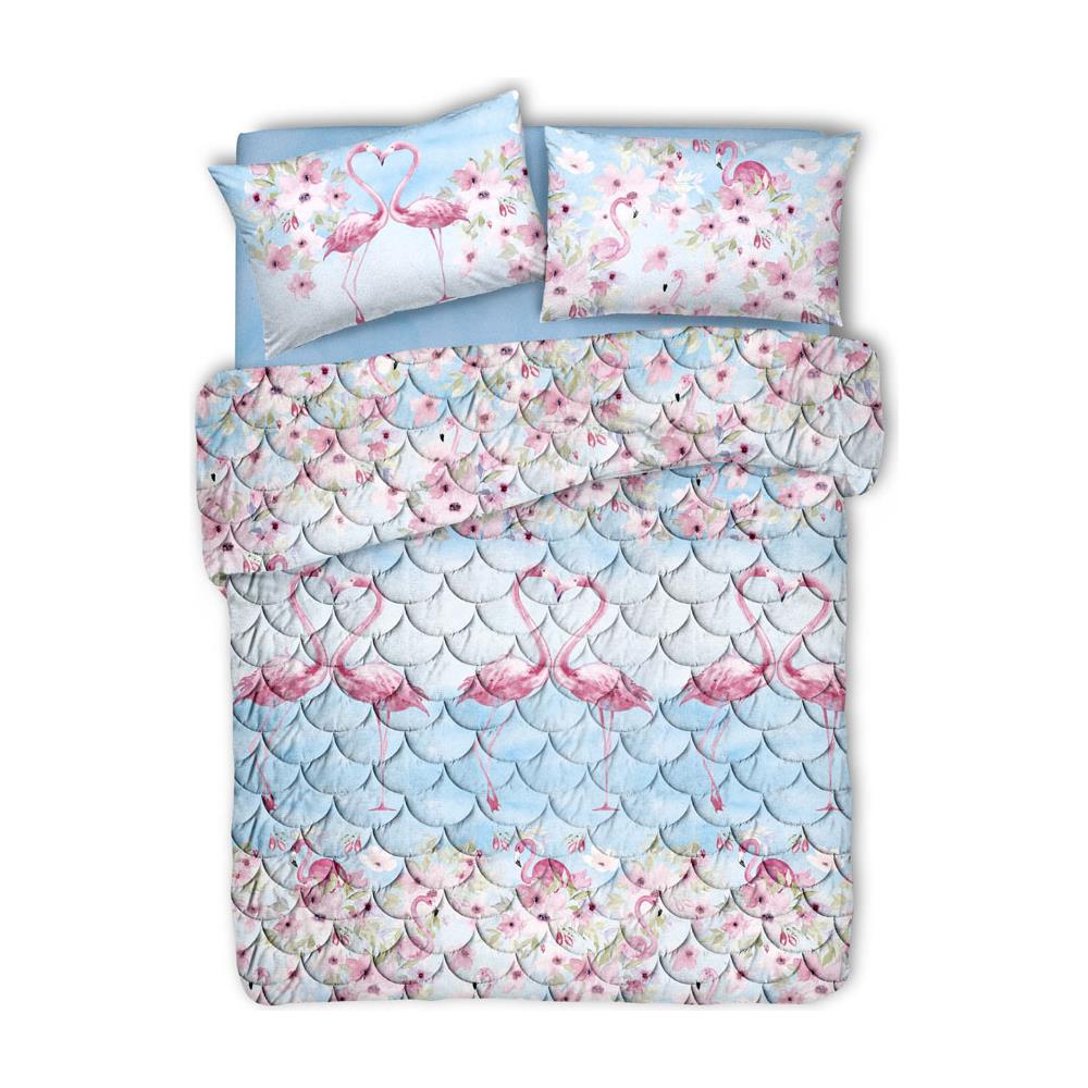 Trapuntino Estivo 100gr mq Disegno Flamingo 2 Piazze Matr.le Azzurro - Foto 2