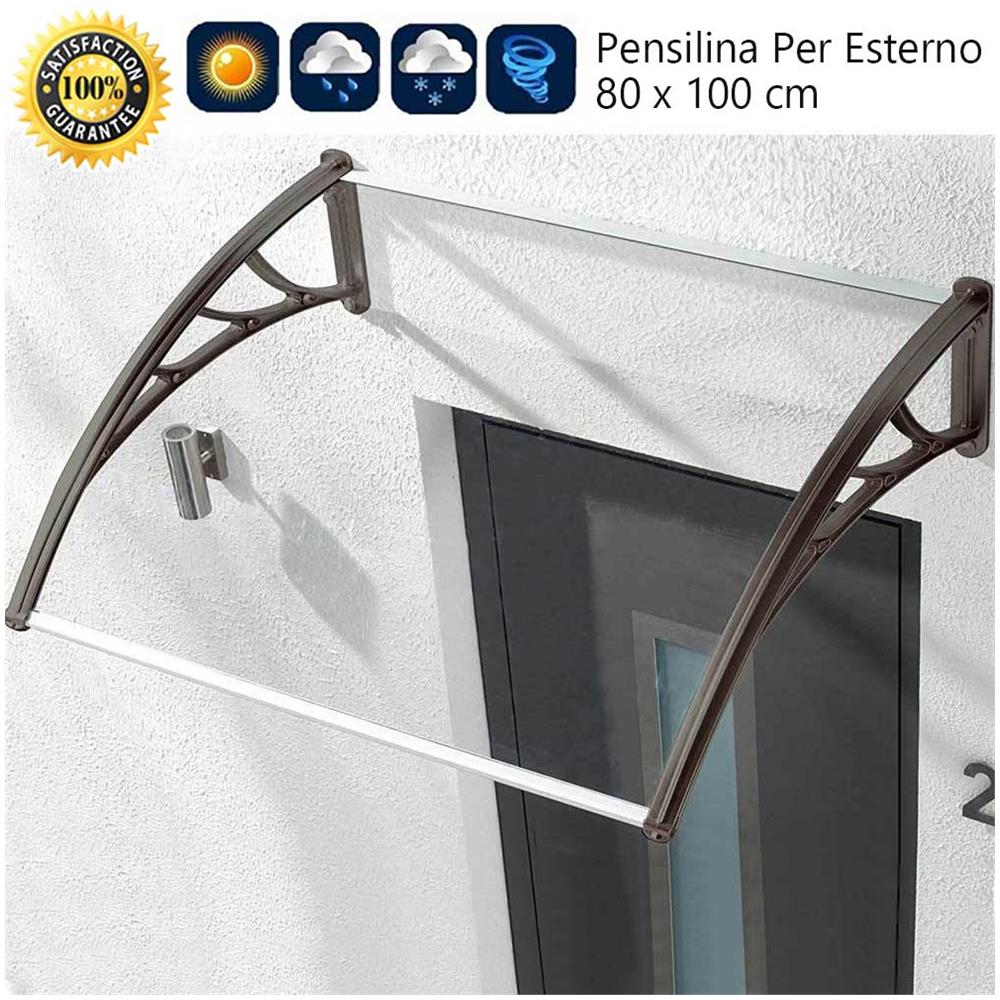 Pensilina Tettoia in policarbonato per Porta o Finestra per Esterno 150 x 100 cm