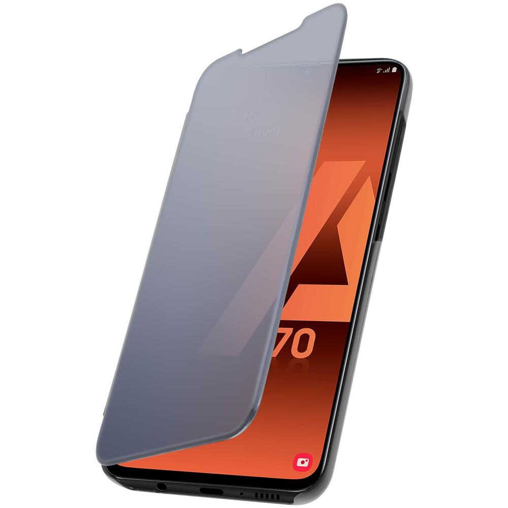 Custodia Samsung Galaxy A70 Sportellino Traslucido Stand Video Nero - Foto 5