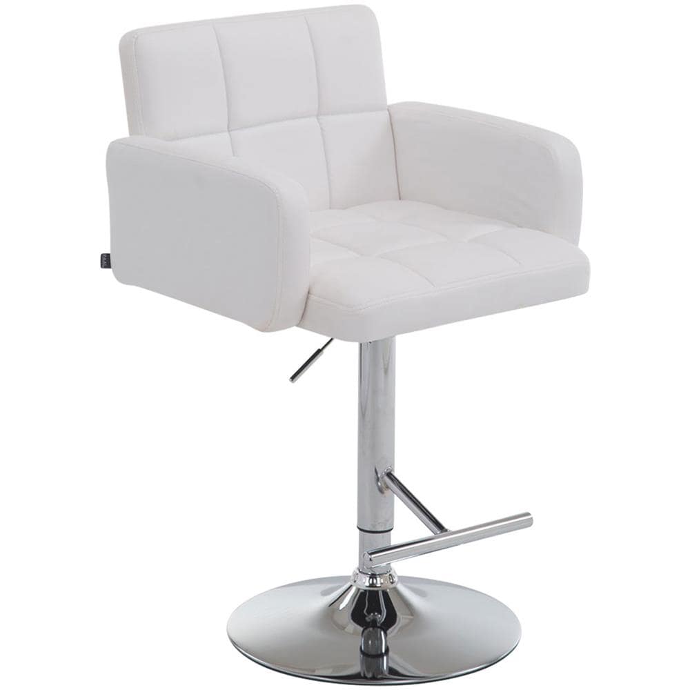 Sgabello Bar Design Los Angeles I Sedia Sgabello Imbottita In Similpelle I Sgabello Girevole Con Braccioli E Schienale I Sedia Poltroncina Bianco - Foto 1