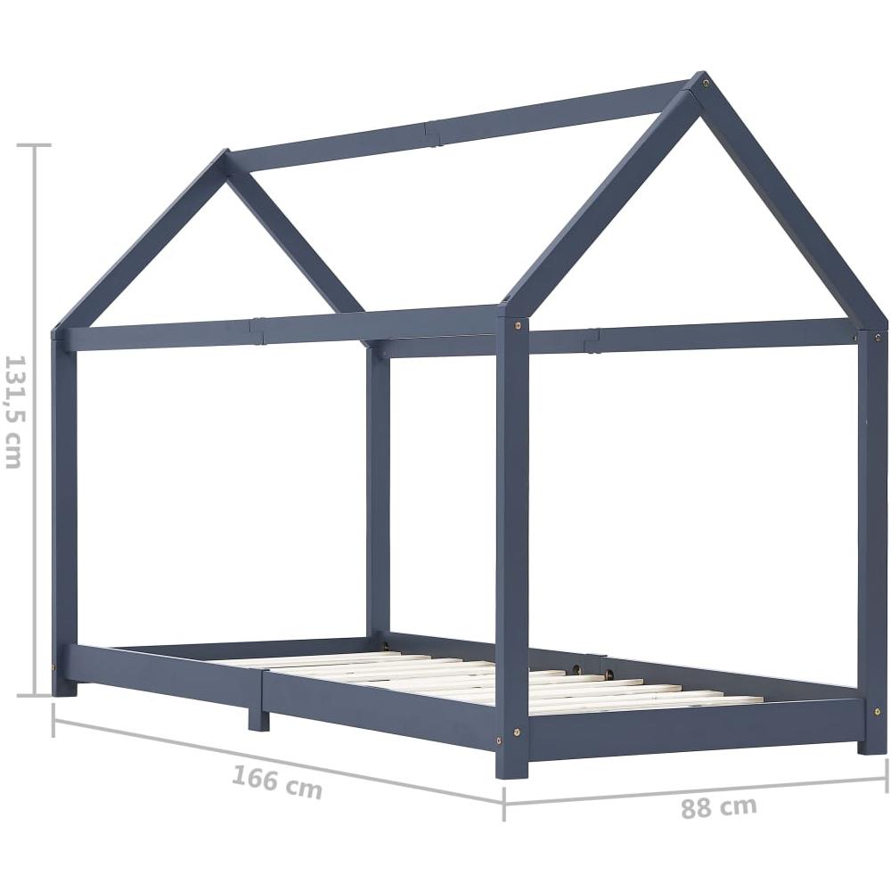 Giroletto Per Bambini Grigio In Legno Massello Di Pino 80x160cm - Foto 7