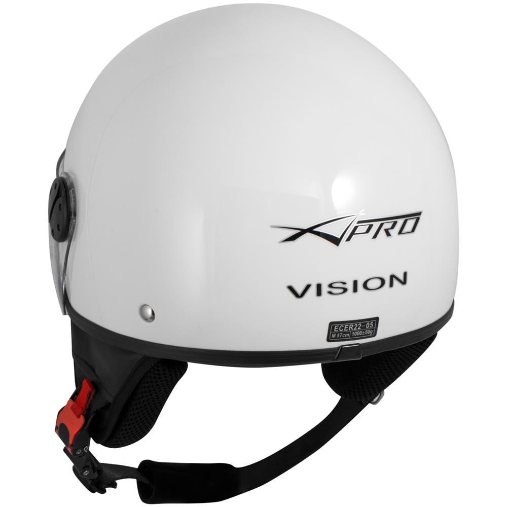 Casco Jet Demi Scooter Moto Omologato Ece 22 Visiera Antigraffio Bianco M - Foto 5