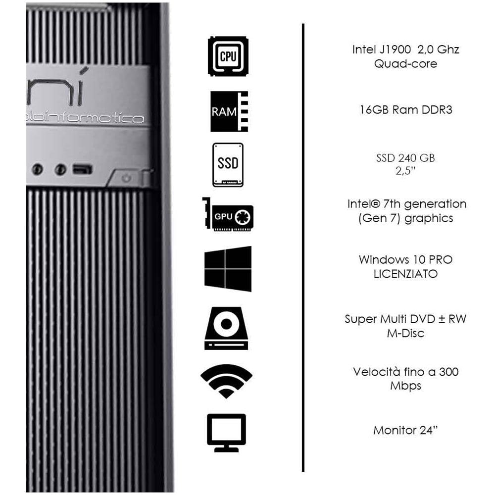 Computer Desktop Windows 10 Intel Quad Core 16gb Ram Ssd 240gb Monitor Incluso - Foto 2