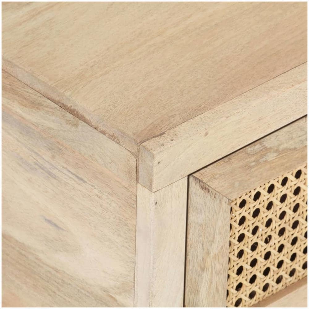 Tavolino Da Caffè 90x50x37 Cm Legno Massello Di Mango E Canna - Foto 2