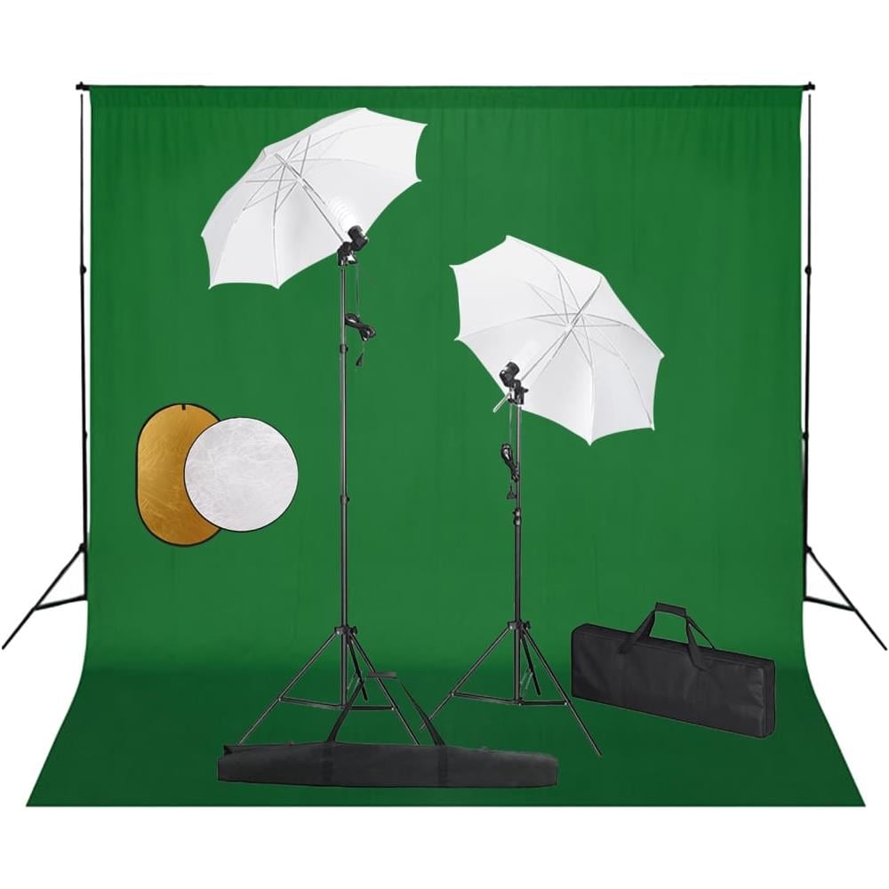Kit Studio Fotografico con Luci Ombrelli Fondale e Riflettore - Foto 1