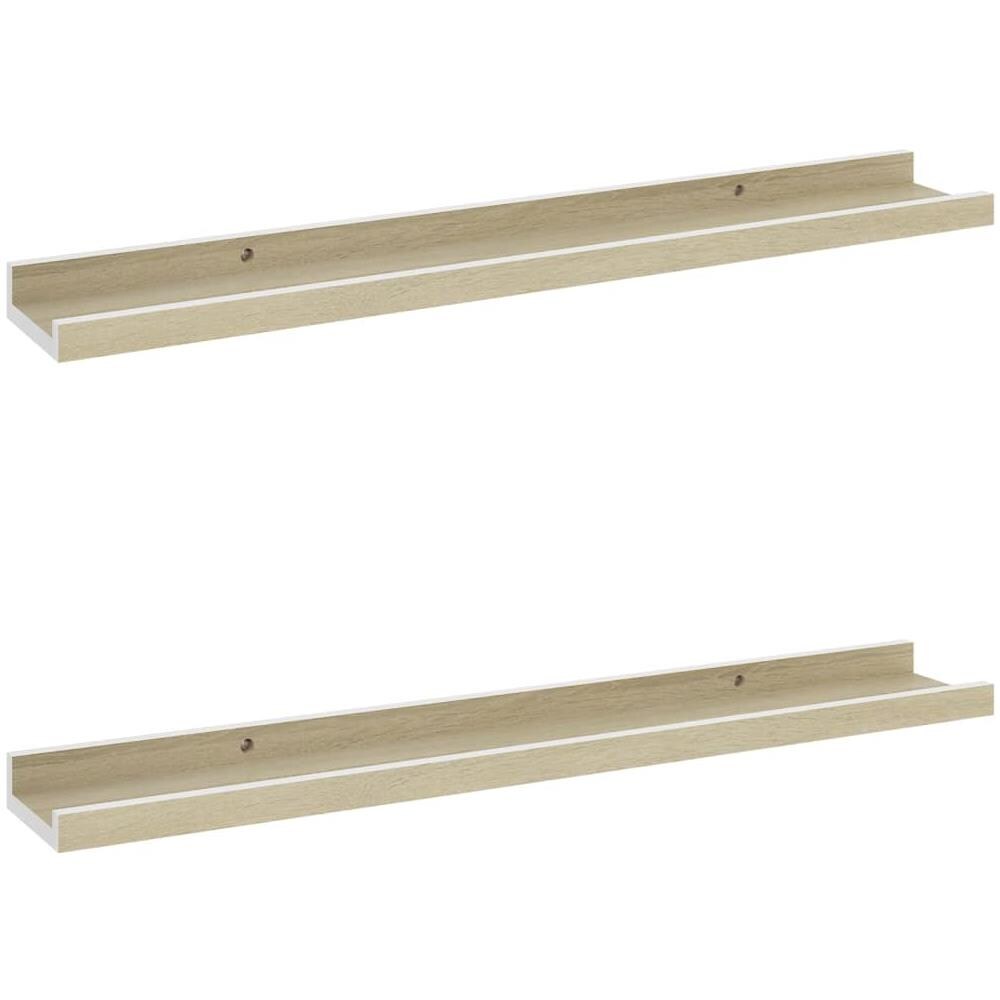 Mensole Da Parete 2 Pz Bianco E Rovere Sonoma 60x9x3 Cm - Foto 1