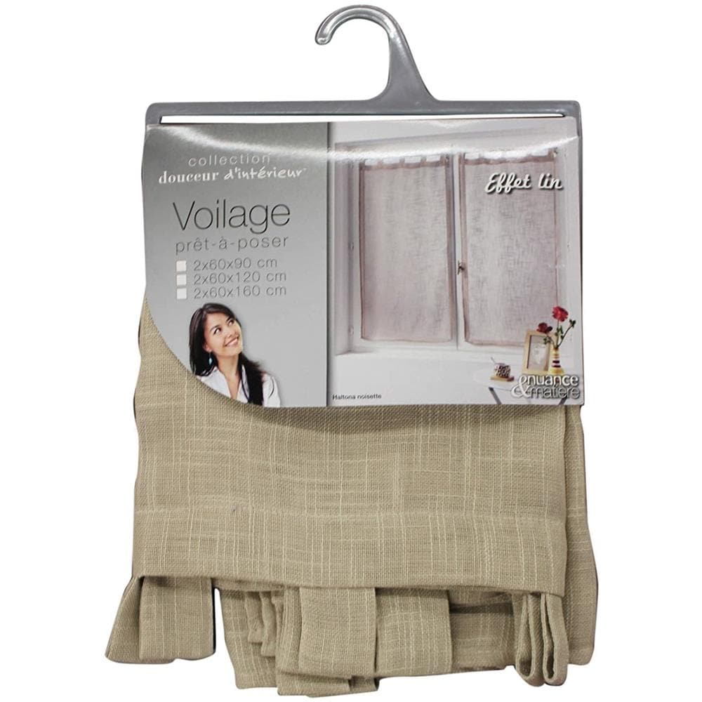 Tenda Cucina Corta Haltona, 60 X 160 Cm, Colore Marrone, 2 Pezzi - Foto 2