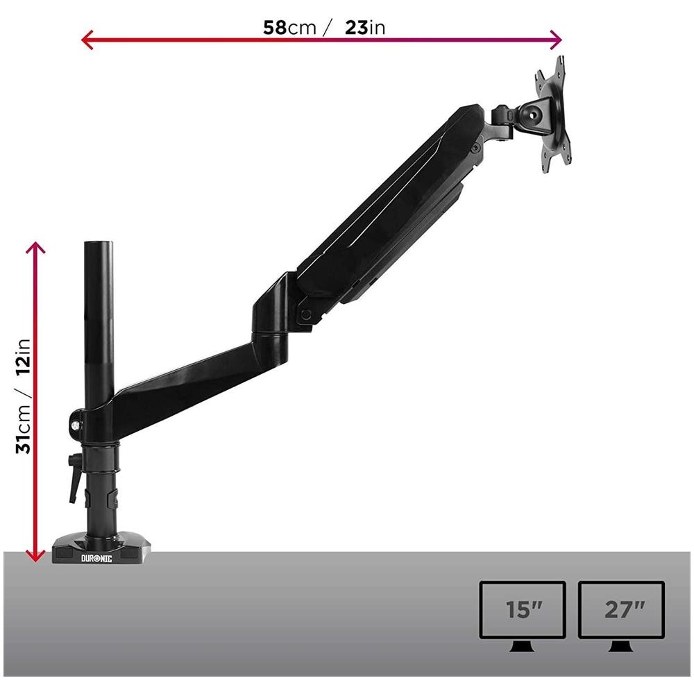 Supporto per Monitor DMG51X2 da 15" a 27" Regolabile in Altezza / Inclinazione / Rotazione Colore Nero - Foto 2