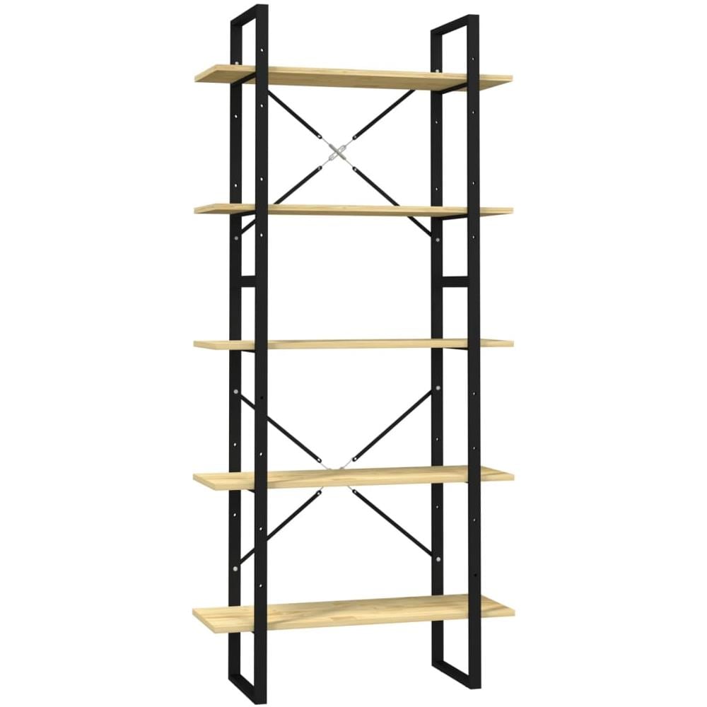 Libreria A 5 Ripiani 80x30x175 Cm In Legno Di Pino - Foto 2