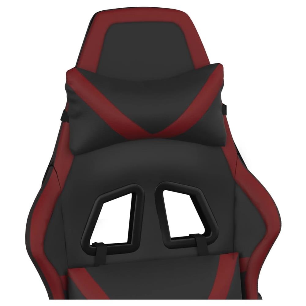 Sedia Gaming Massaggio Poggiapiedi Nero E Rosso Vino Similpelle - Foto 2