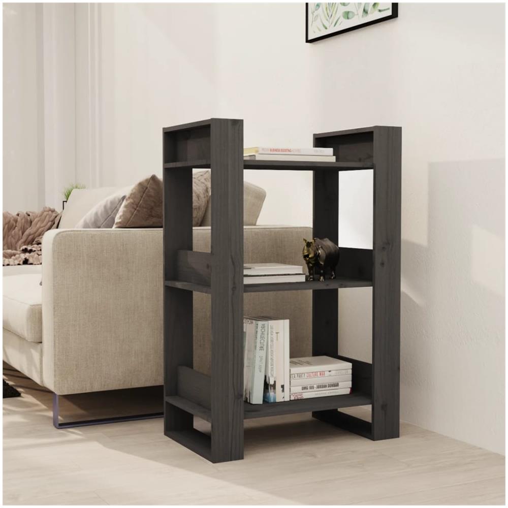 Libreria /divisorio Grigio 60x35x91 Cm In Legno Massello Di Pino - Foto 1