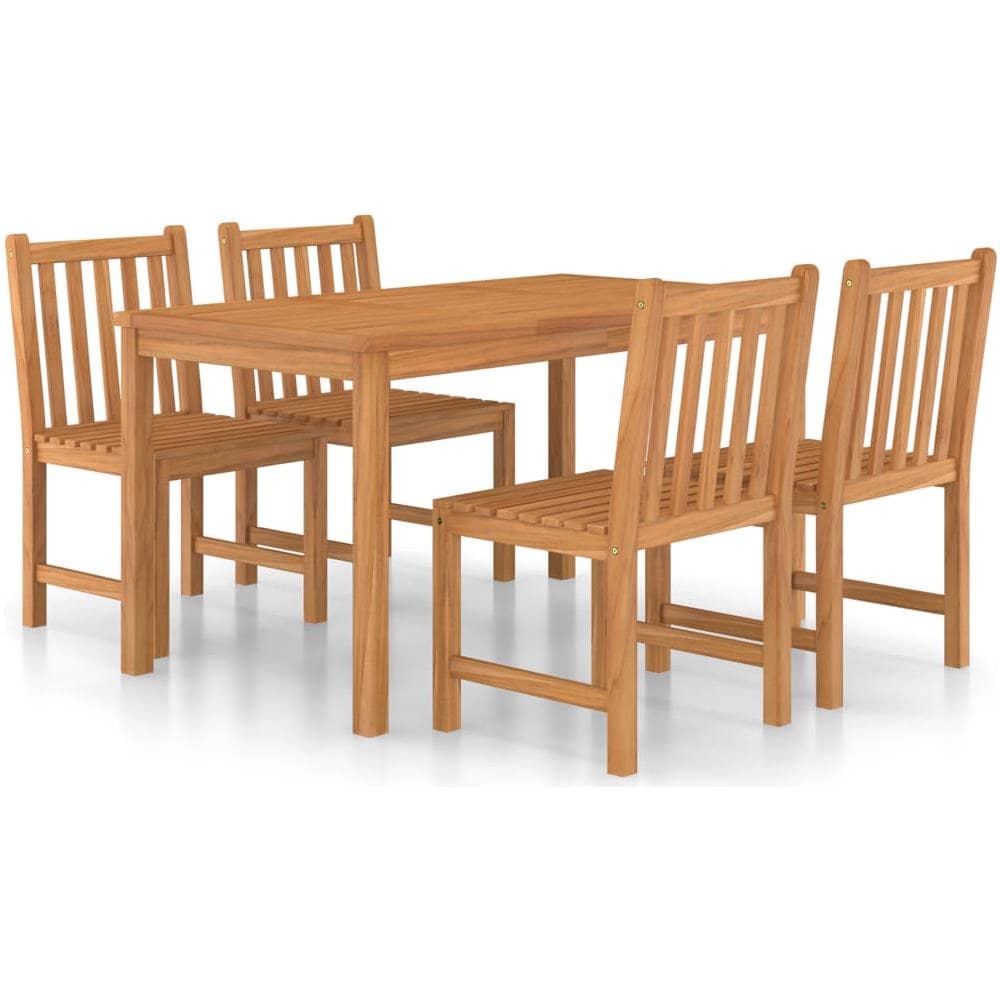 Set Da Pranzo Per Esterni 5 Pz In Legno Massello Di Teak - Foto 2