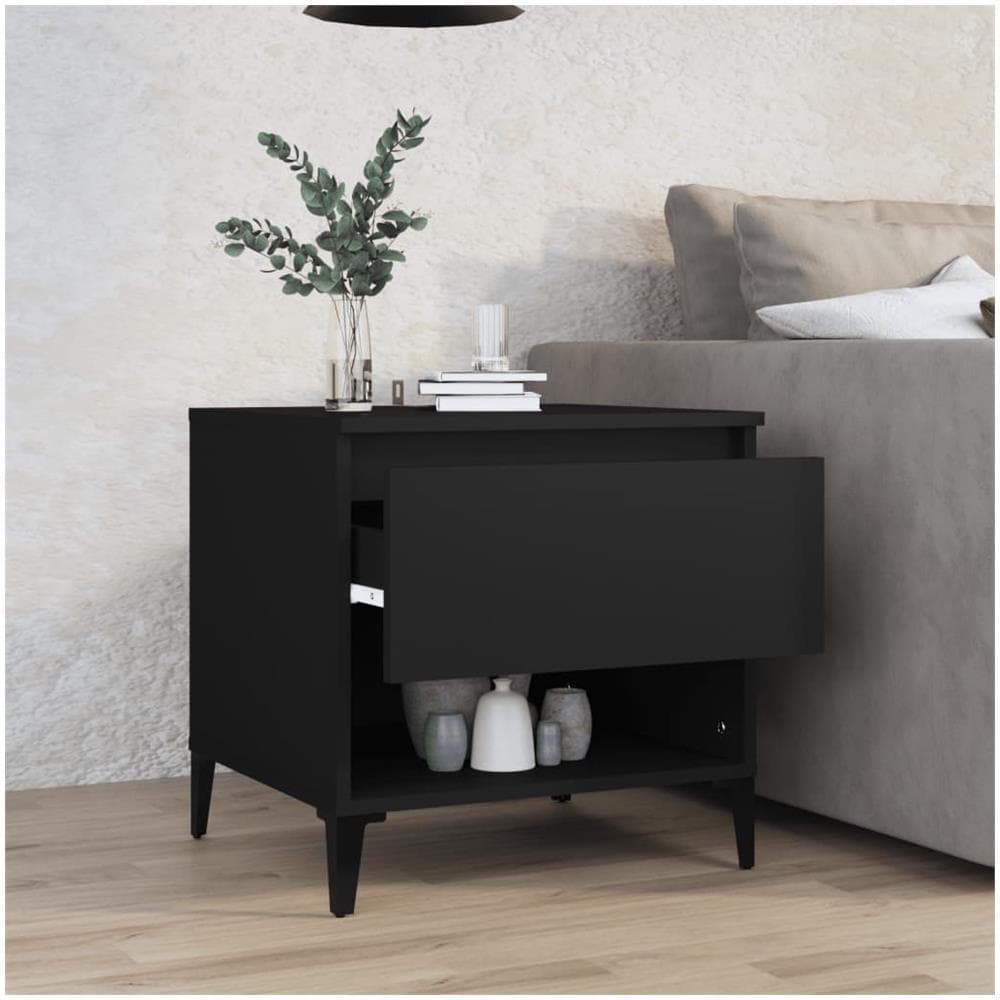 Tavolino Nero 50x46x50 Cm In Legno Multistrato - Foto 3