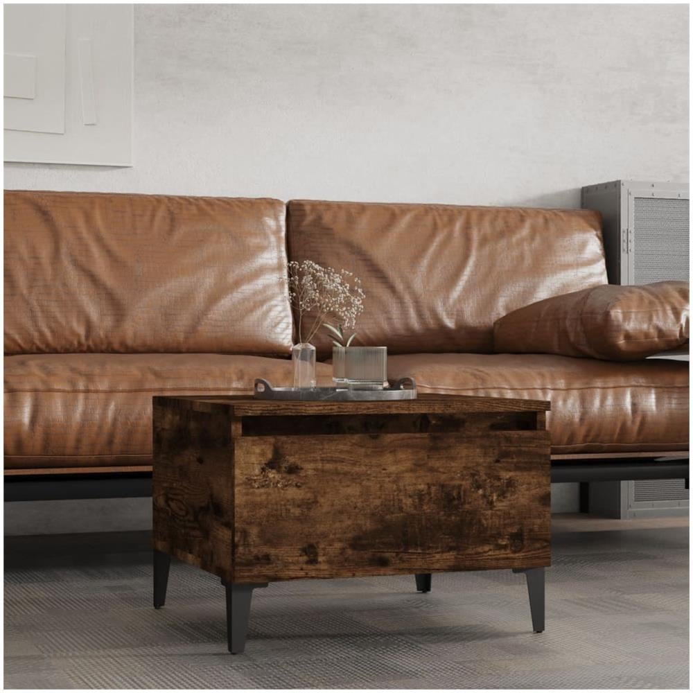 Tavolino Da Salotto Rovere Fumo 50x46x35cm In Legno Multistrato - Foto 1