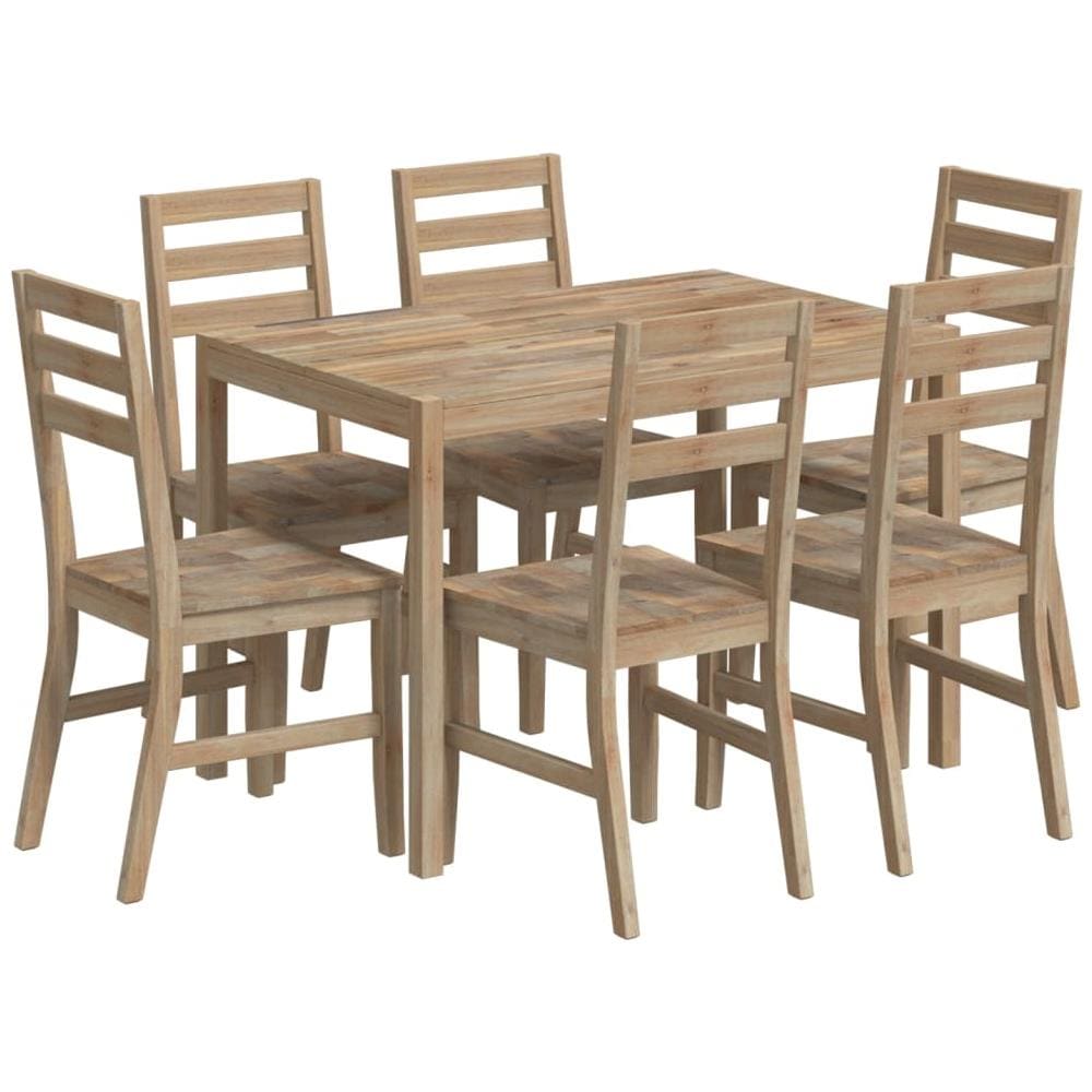 Set Da Pranzo 7 Pz In Legno Massello Di Acacia - Foto 3