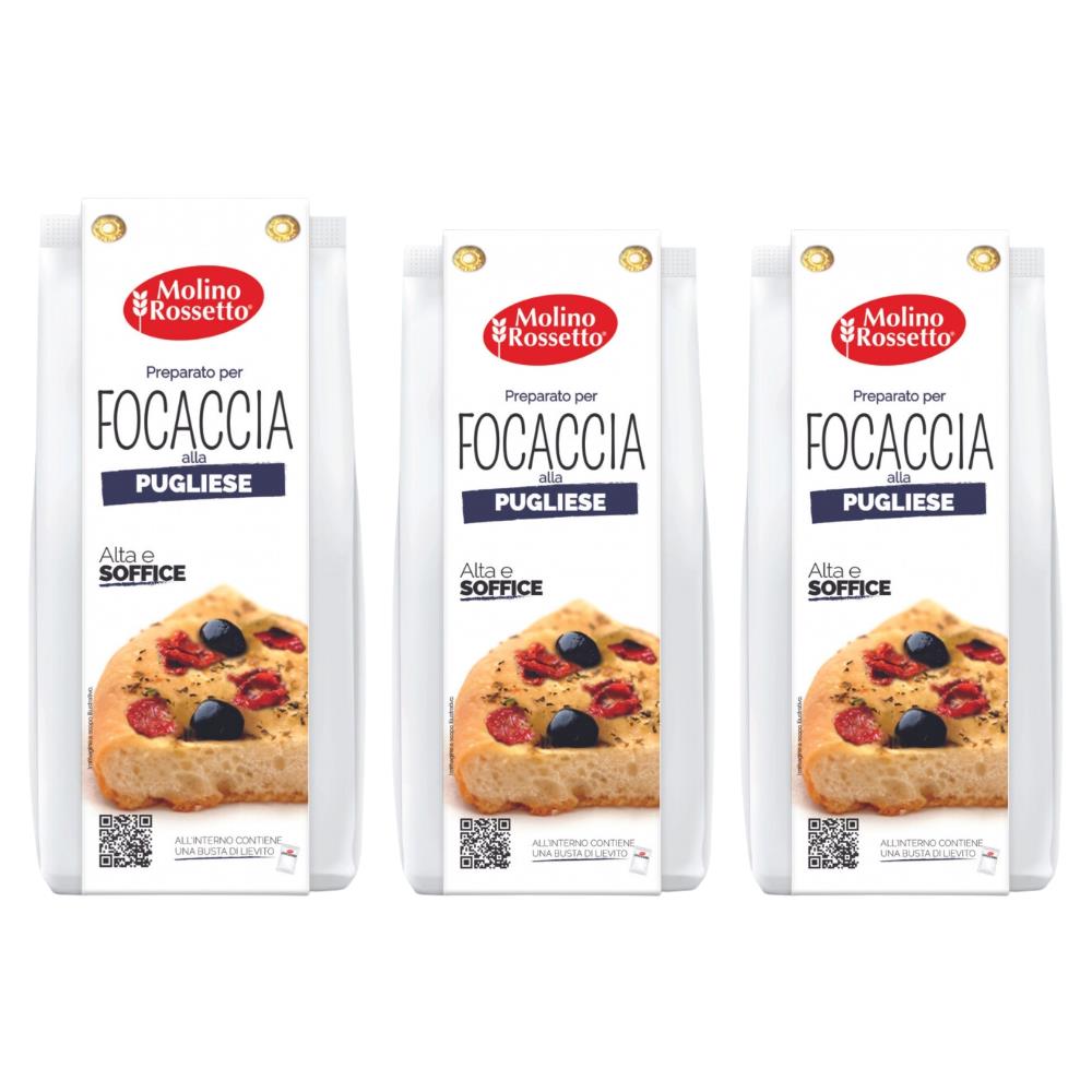 Molino Rossetto Preparato Per Focaccia Pugliese 3 Confezioni 500 Grammi - Foto 1
