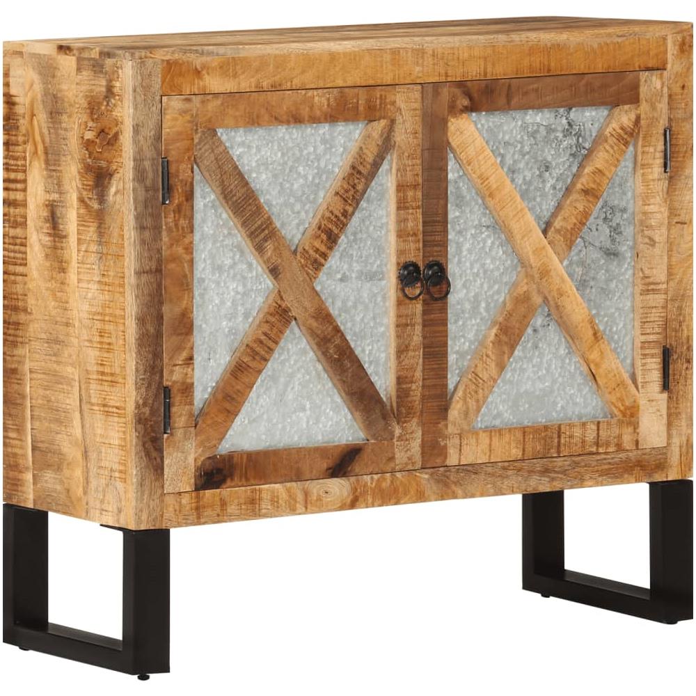 Credenza 80x30x71 Cm In Legno Grezzo Massello Mango E Metallo - Foto 1