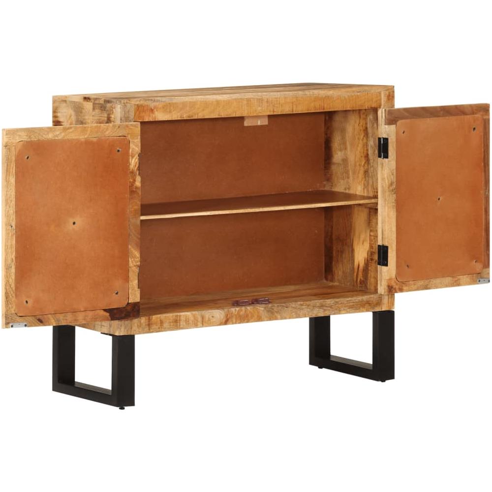 Credenza 80x30x71 Cm In Legno Grezzo Massello Mango E Metallo - Foto 2