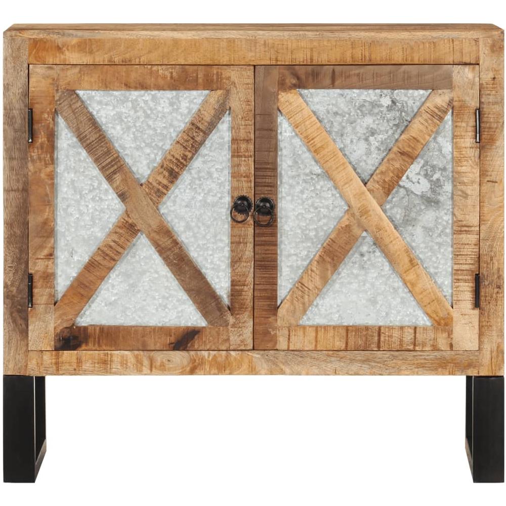Credenza 80x30x71 Cm In Legno Grezzo Massello Mango E Metallo - Foto 3