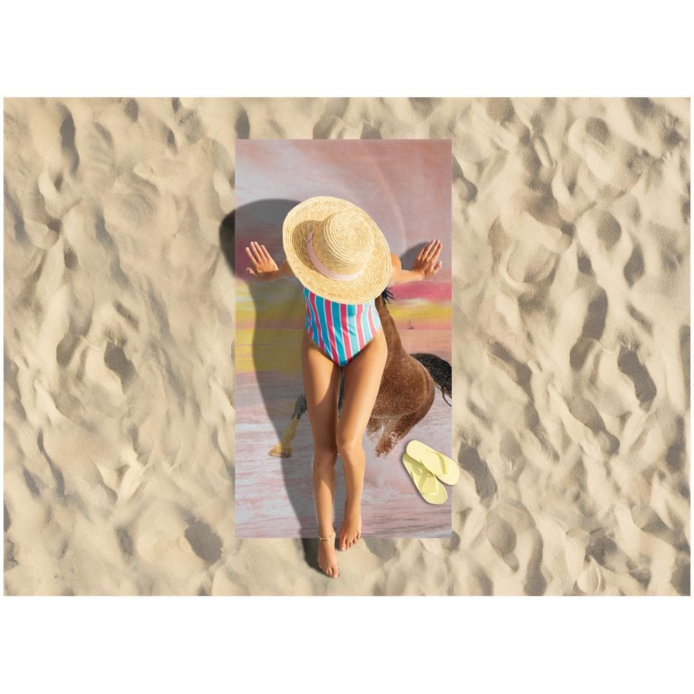 Telo Mare Stampato In Spugna Spiaggia Piscina Disegno Earth Cavallo - Foto 2