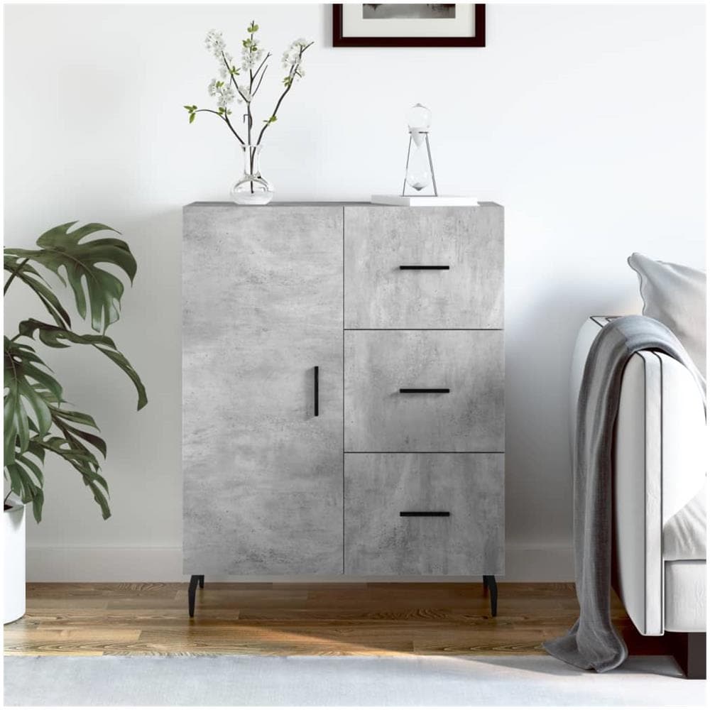 Credenza Grigio Cemento 69,5x34x90 Cm In Legno Multistrato - Foto 1