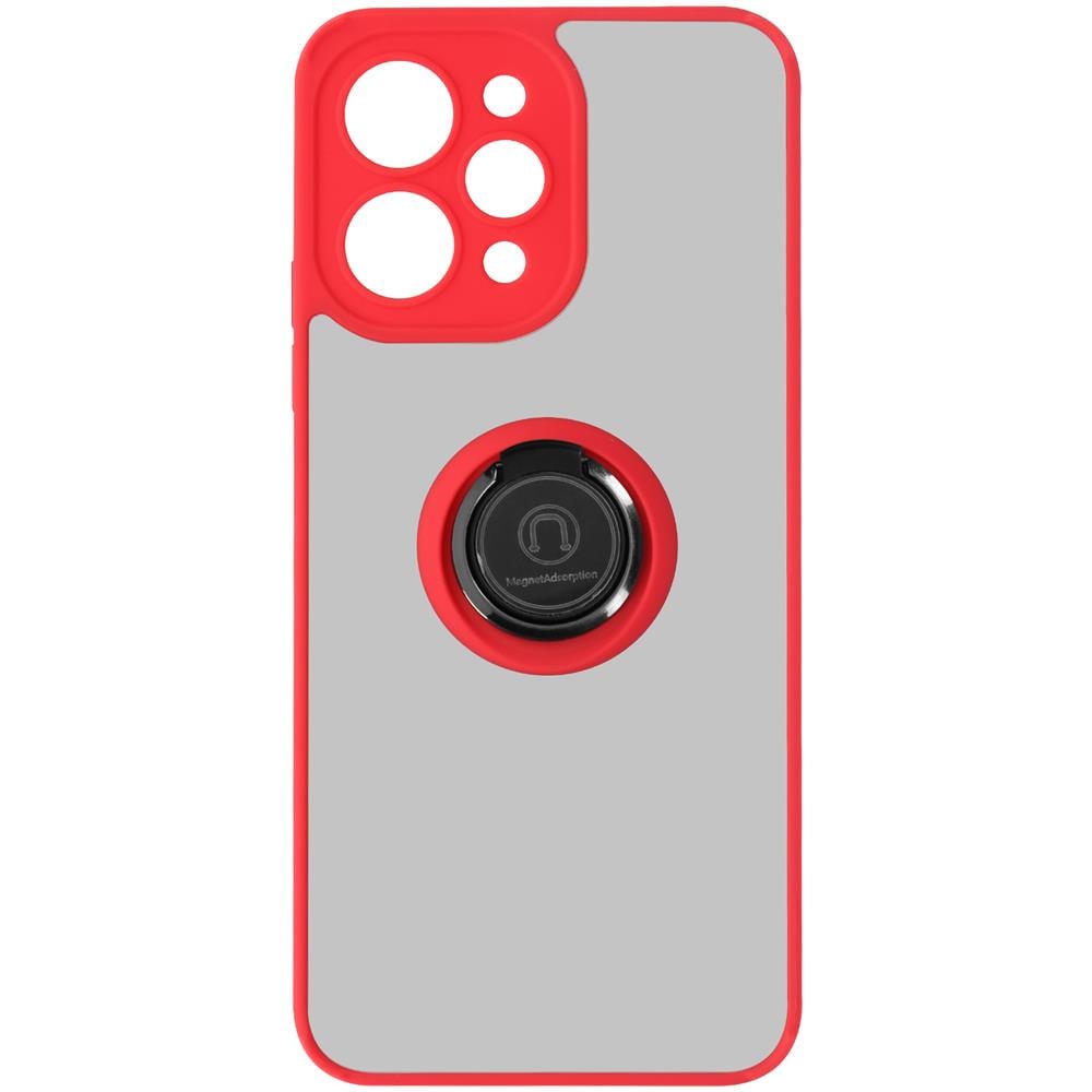 Cover Per Xiaomi Redmi 12 Anello Metallico Supporto Bordo Rosso - Foto 1