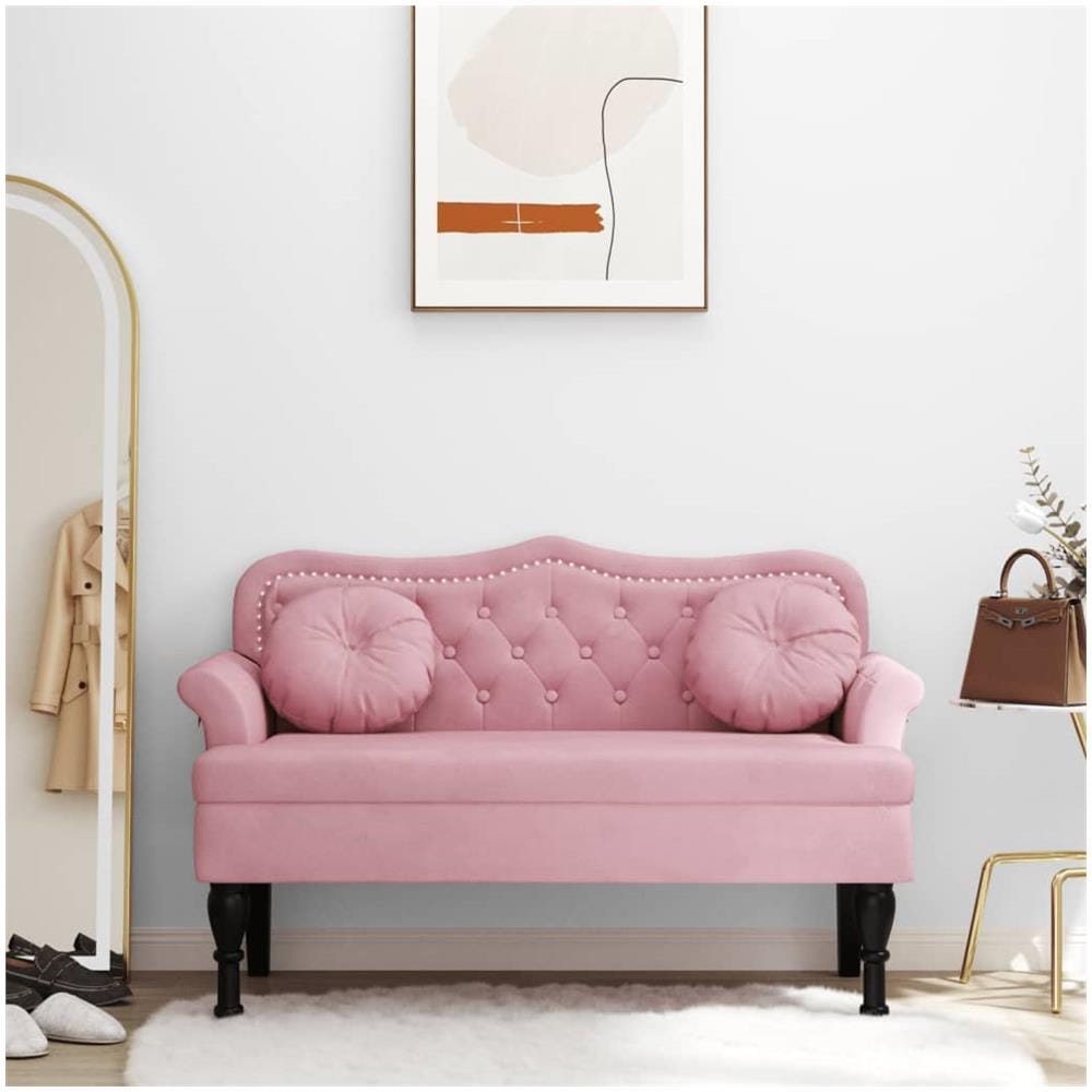 Panca con Cuscini Rosa 120,5x65x75 cm in Velluto - Foto 1