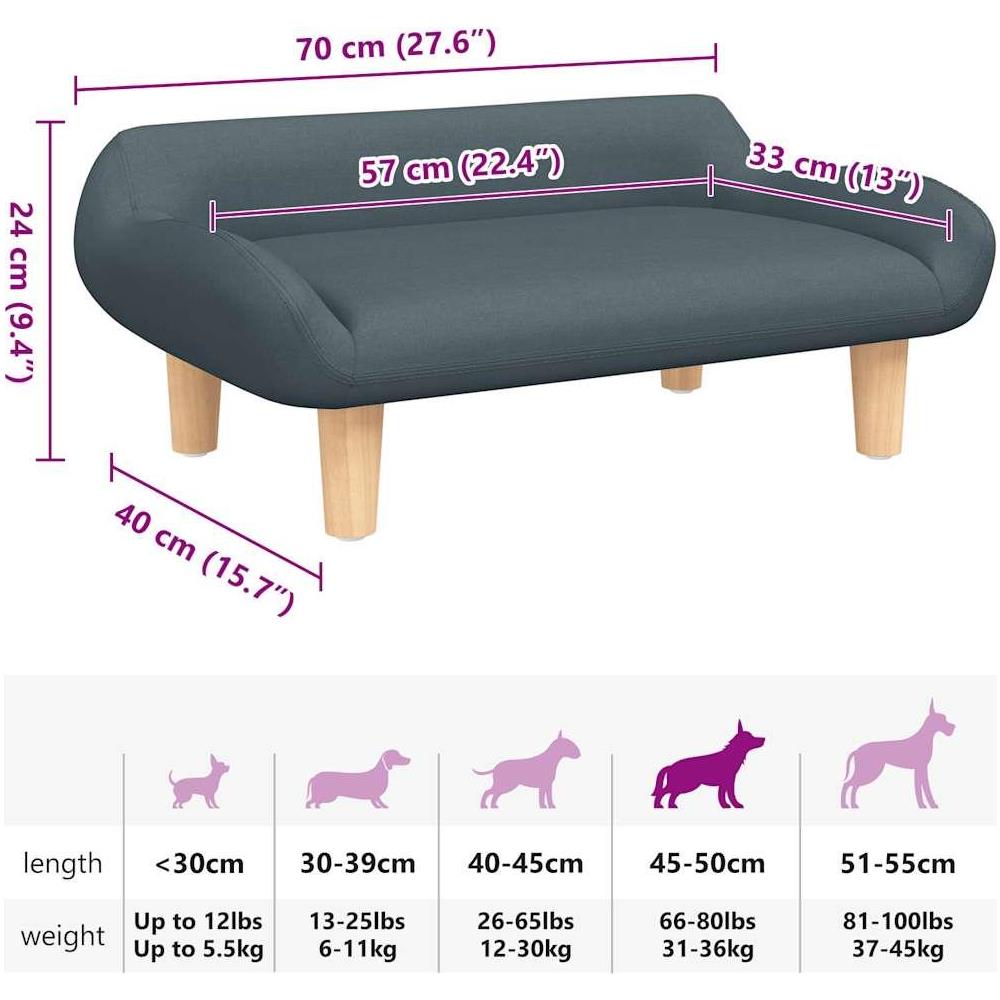 Lettino per Cani Grigio Scuro 70x40x24 cm in Tessuto - Foto 7