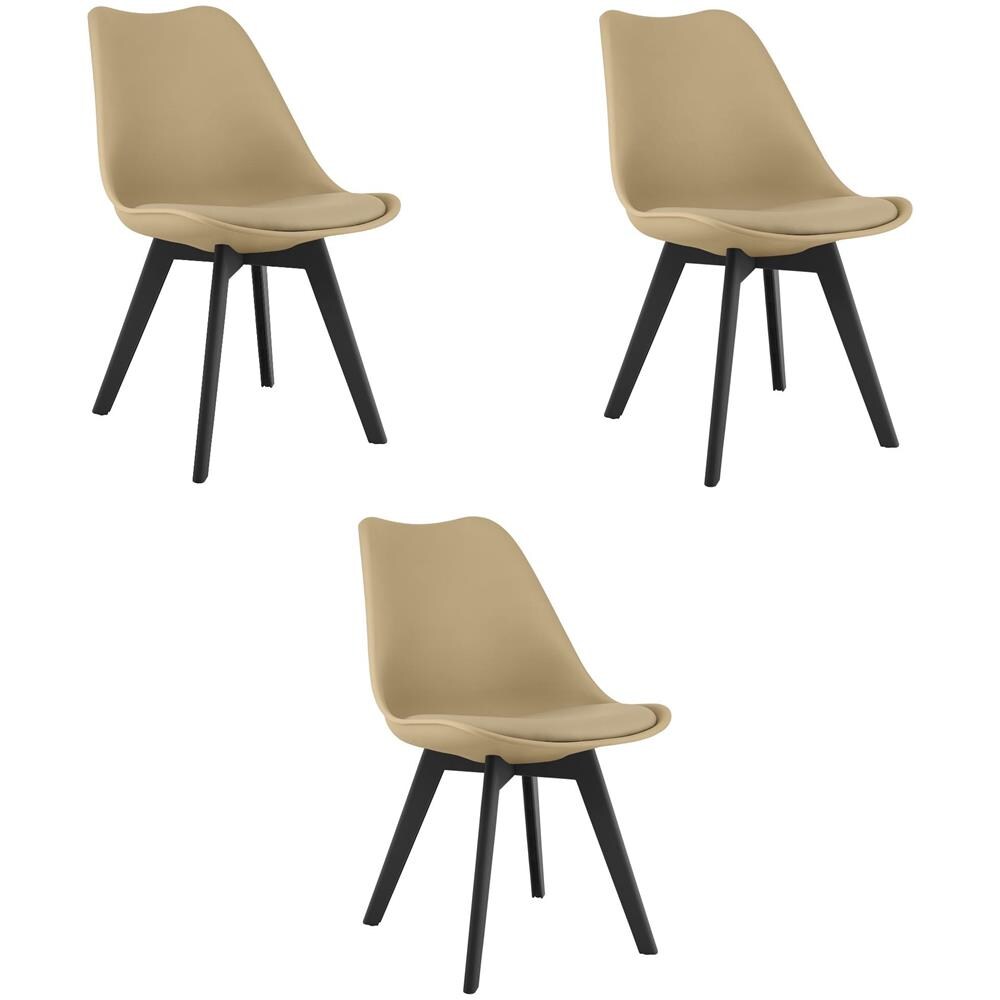 Sedia RIXK - Beige scuro con gambe nere x 3 - Foto 1