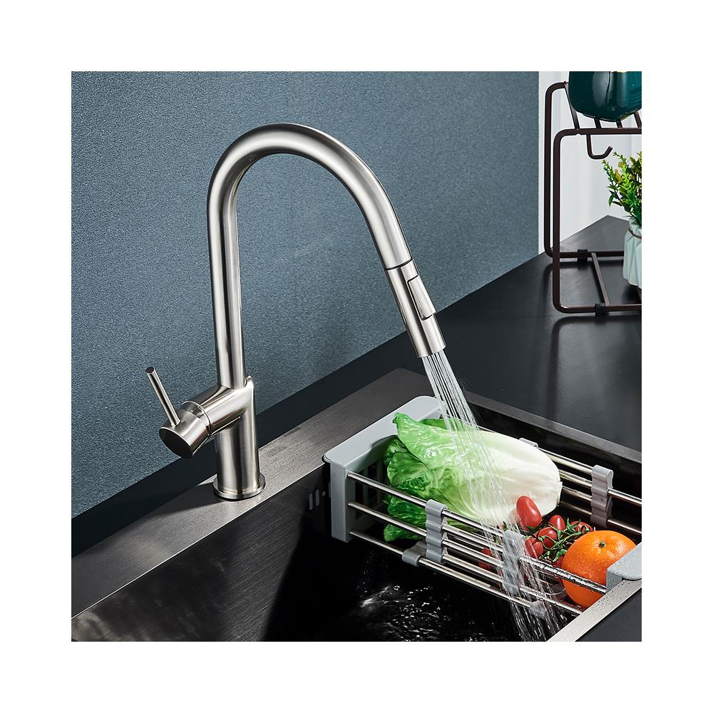 Rubinetto per lavello da cucina, Blackswan, tipo M384 con 2 modalità e doccetta estraibile, modello nichelato, misura 39 cm - Foto 4