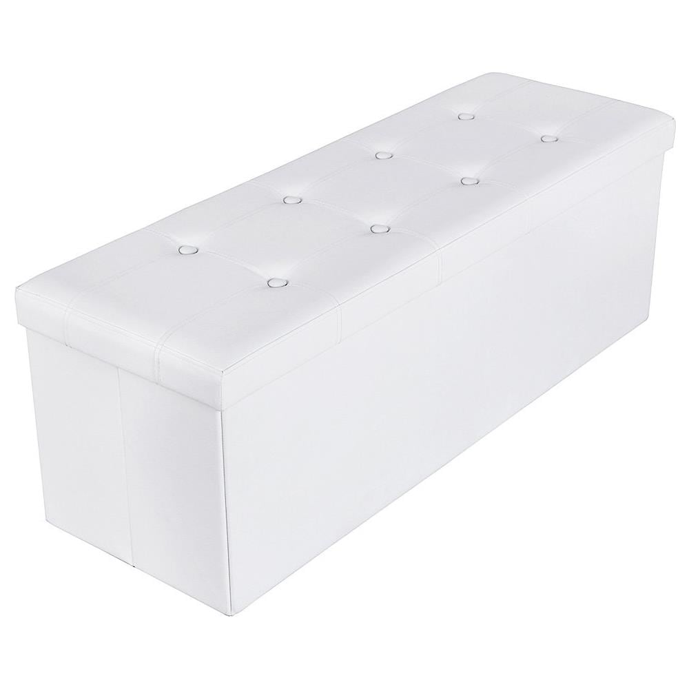 120 L Pouf Contenitore Ottomane E Poggiapiedi 110 X 38 X 38 Cm Bianco Lsf702 - Foto 1