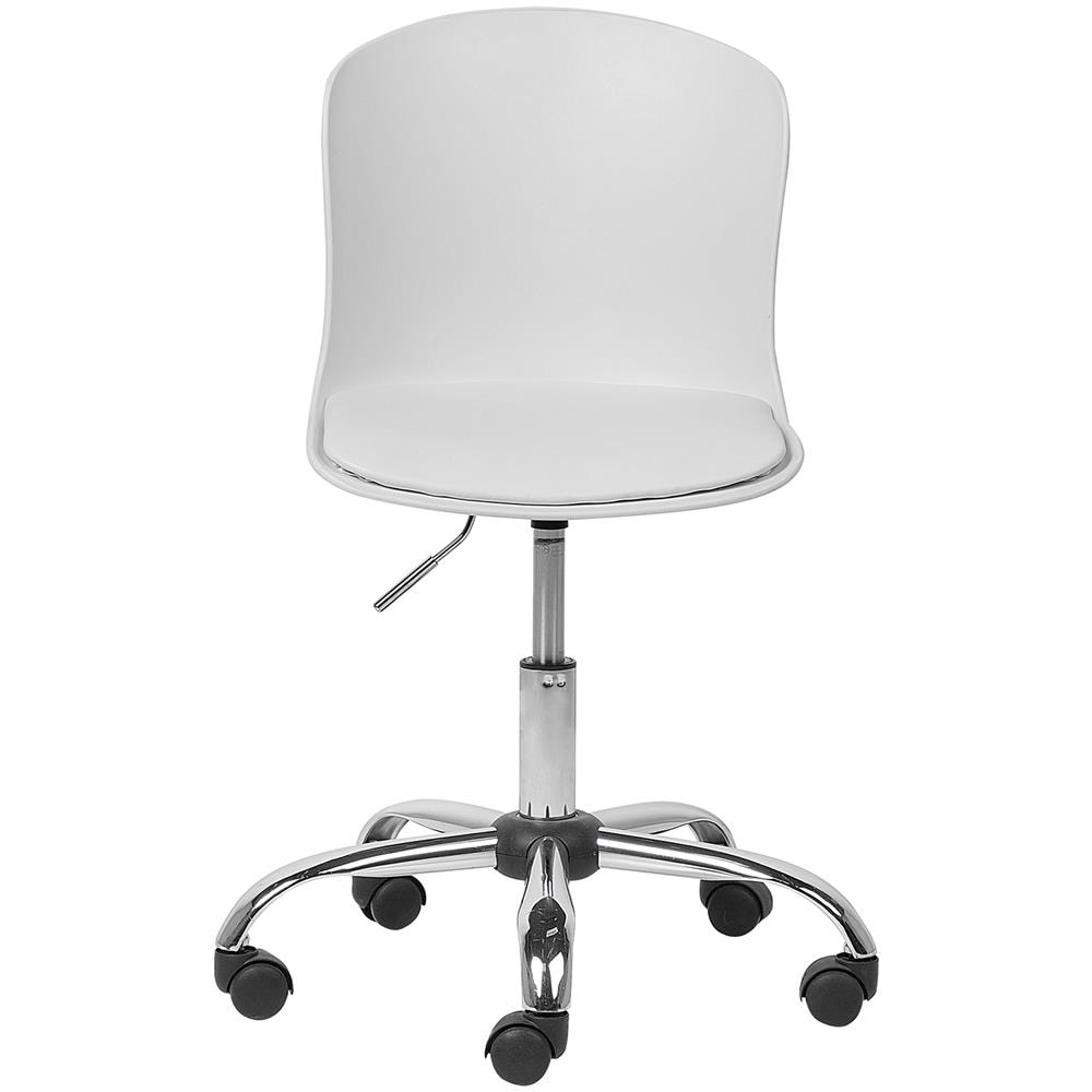 Sgabello Da Lavoro Con Ruote In Pelle Sintetica Bianca Vamo - Foto 2