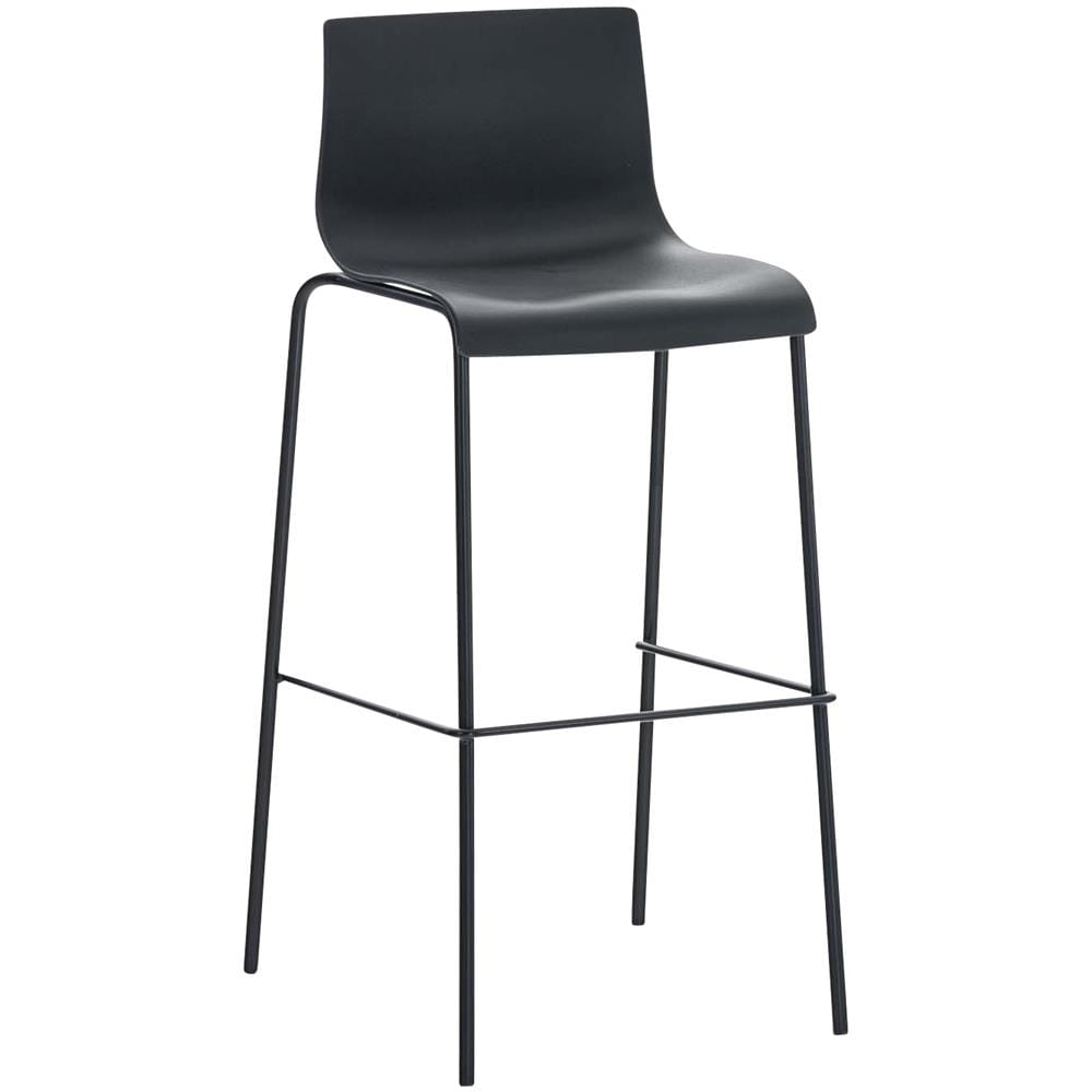 Sgabello Bar Hoover in Polipropilene I Sgabello Alto Design 4 Gambe in Metallo | Sedia Sgabello Impilabile con Schienale I Sgabello Bancone H 76 CM Nero Base Nero - Foto 1