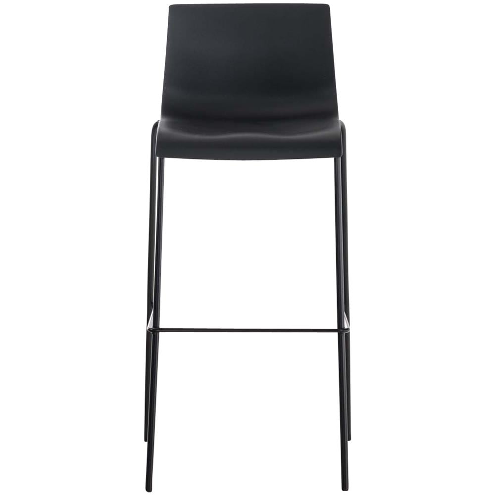 Sgabello Bar Hoover in Polipropilene I Sgabello Alto Design 4 Gambe in Metallo | Sedia Sgabello Impilabile con Schienale I Sgabello Bancone H 76 CM Nero Base Nero - Foto 2
